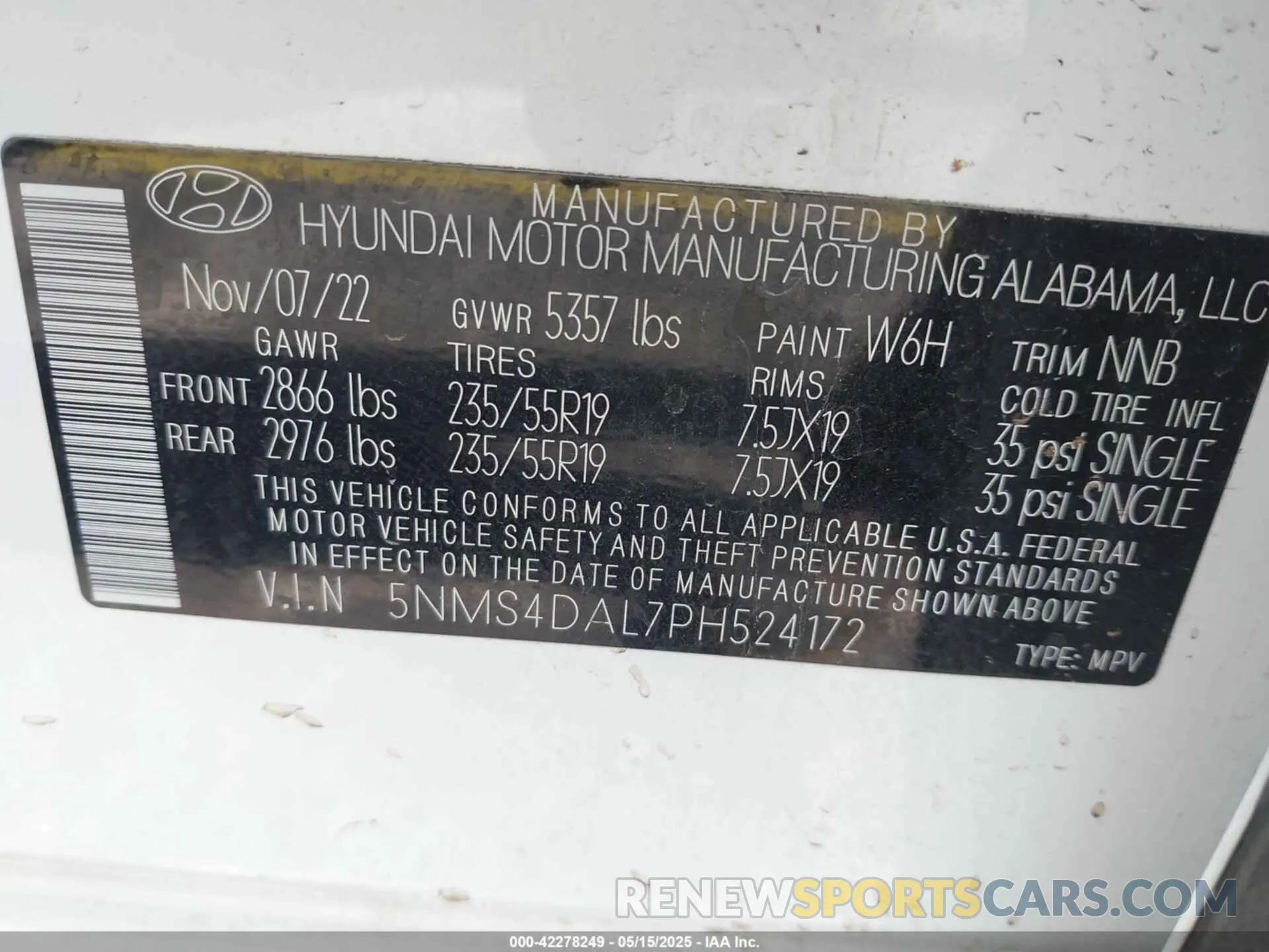 9 Фотография поврежденного автомобиля 5NMS4DAL7PH524172 HYUNDAI SANTA FE 2023