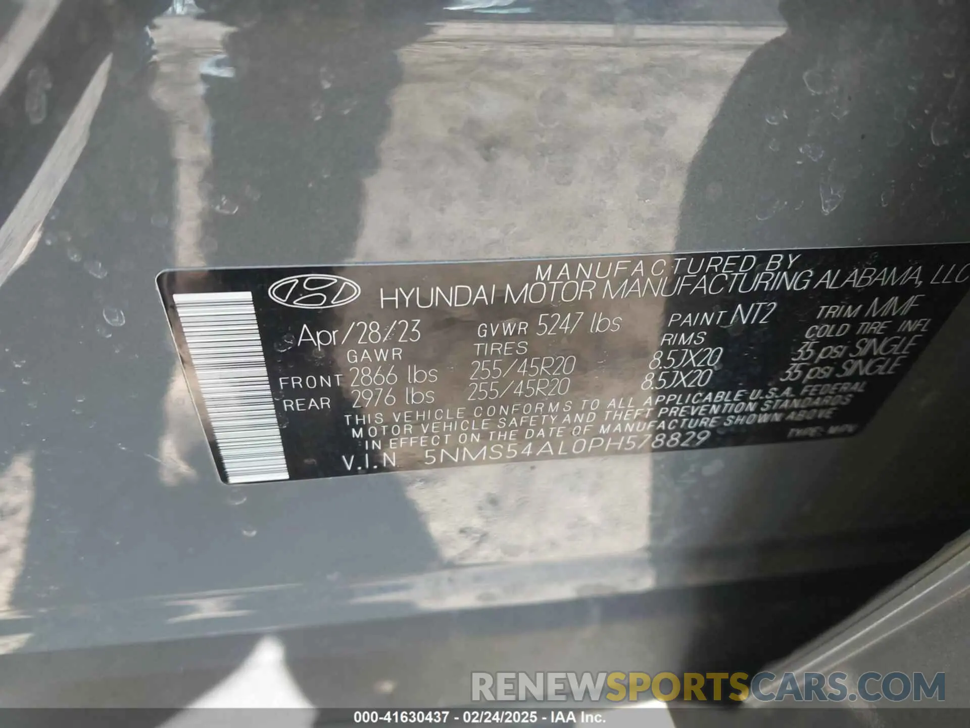 9 Фотография поврежденного автомобиля 5NMS54AL0PH578829 HYUNDAI SANTA FE 2023