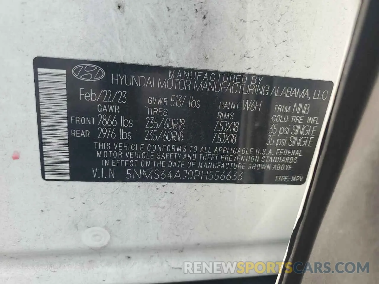13 Photograph of a damaged car 5NMS64AJ0PH556633 HYUNDAI SANTA FE 2023
