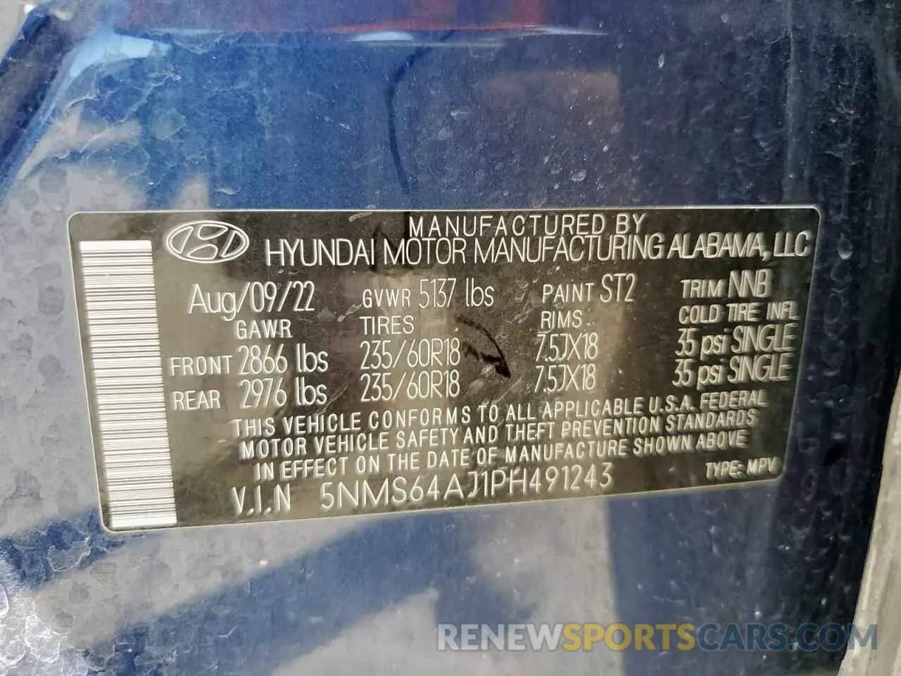 14 Фотография поврежденного автомобиля 5NMS64AJ1PH491243 HYUNDAI SANTA FE 2023