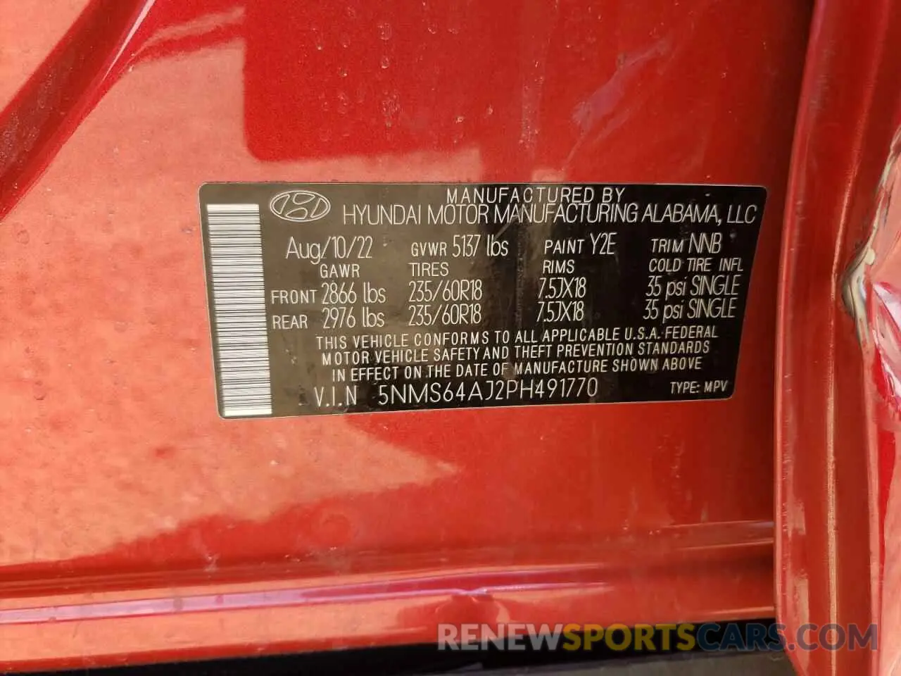 12 Photograph of a damaged car 5NMS64AJ2PH491770 HYUNDAI SANTA FE 2023