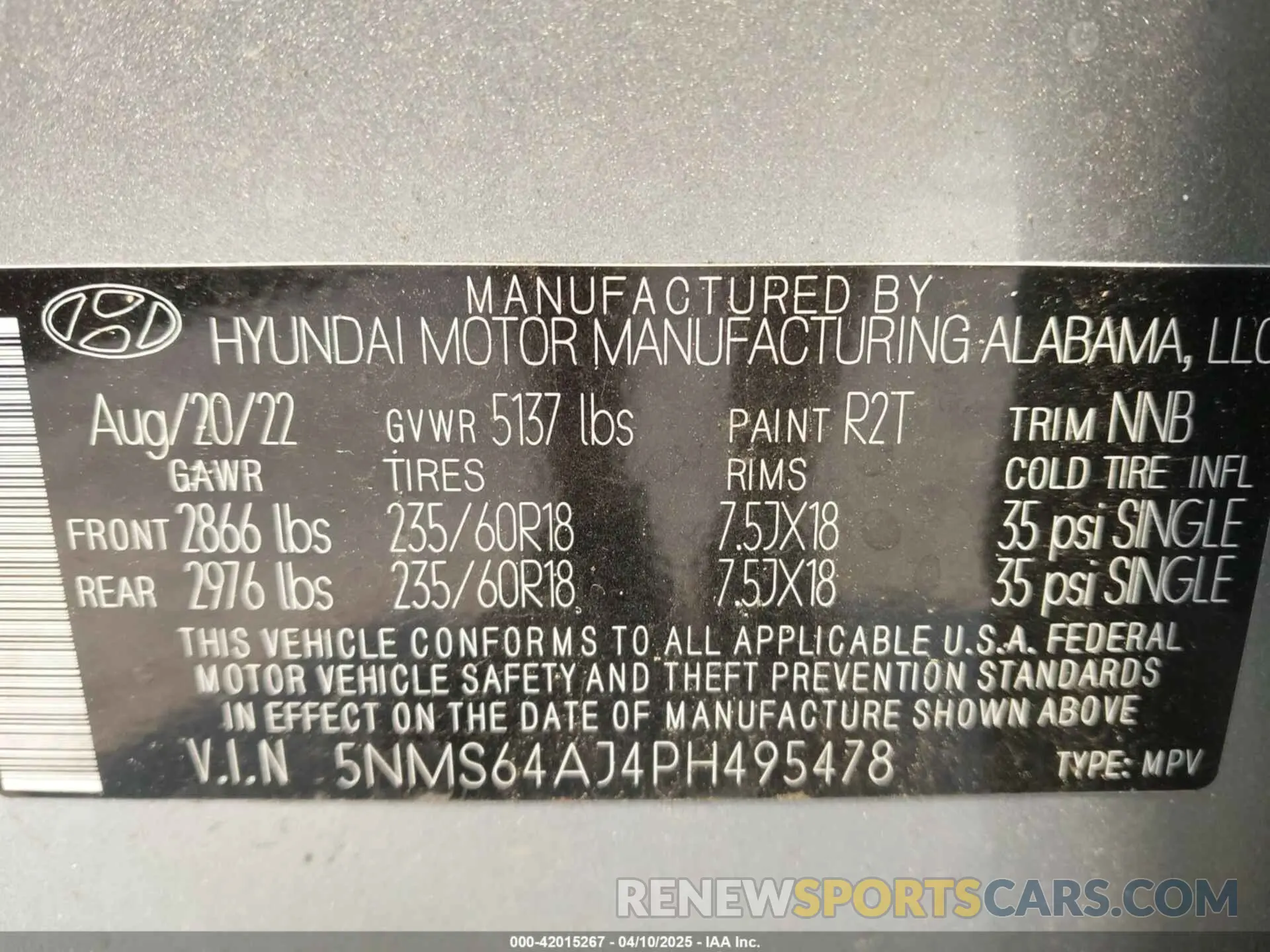 9 Фотография поврежденного автомобиля 5NMS64AJ4PH495478 HYUNDAI SANTA FE 2023