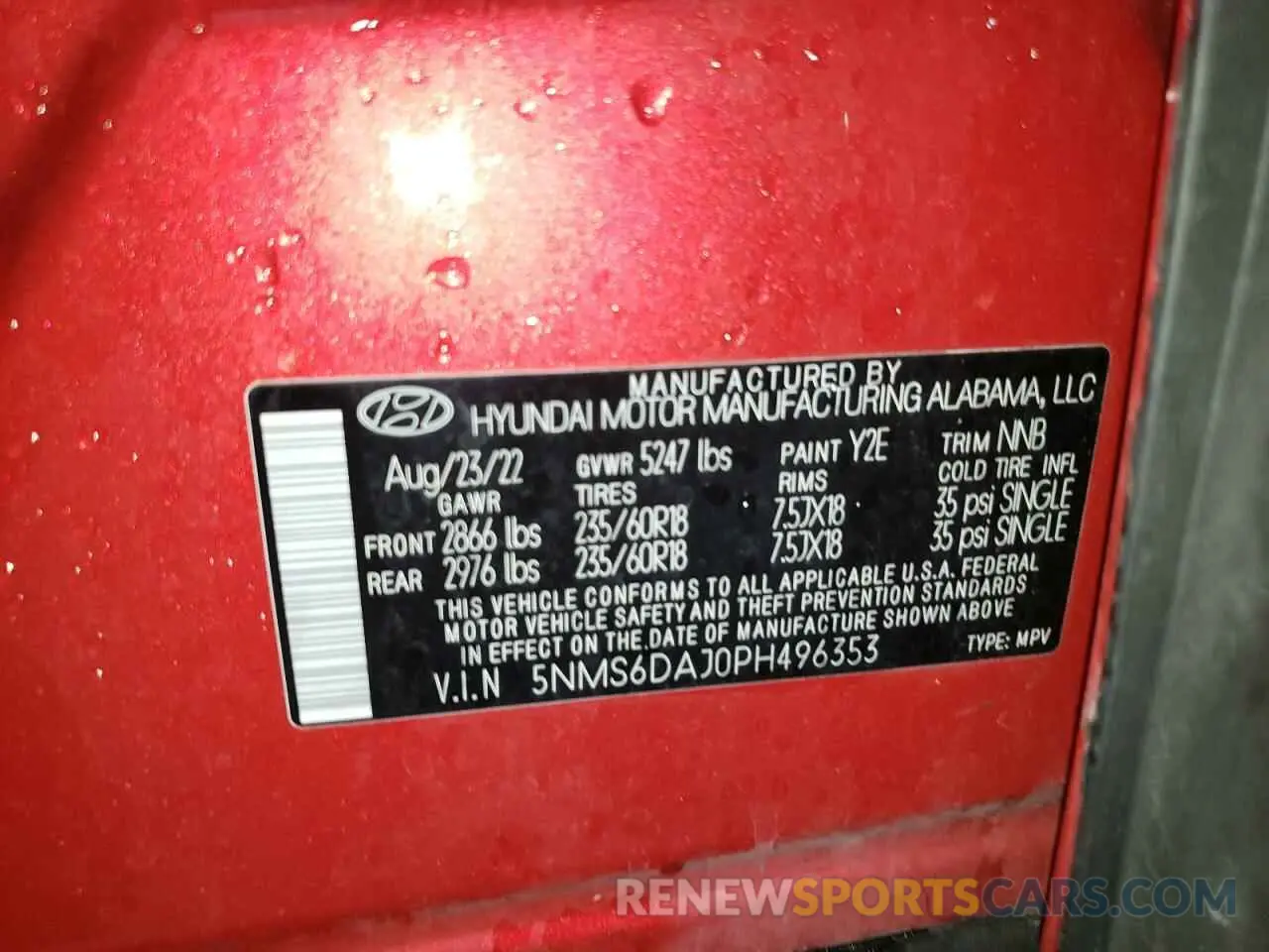13 Photograph of a damaged car 5NMS6DAJ0PH496353 HYUNDAI SANTA FE 2023