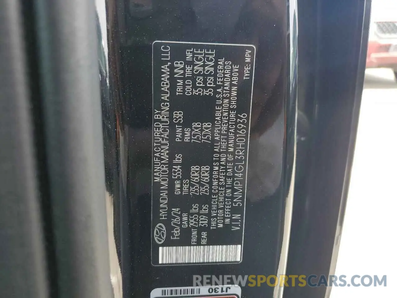 13 Фотография поврежденного автомобиля 5NMP14GL3RH016936 HYUNDAI SANTA FE 2024