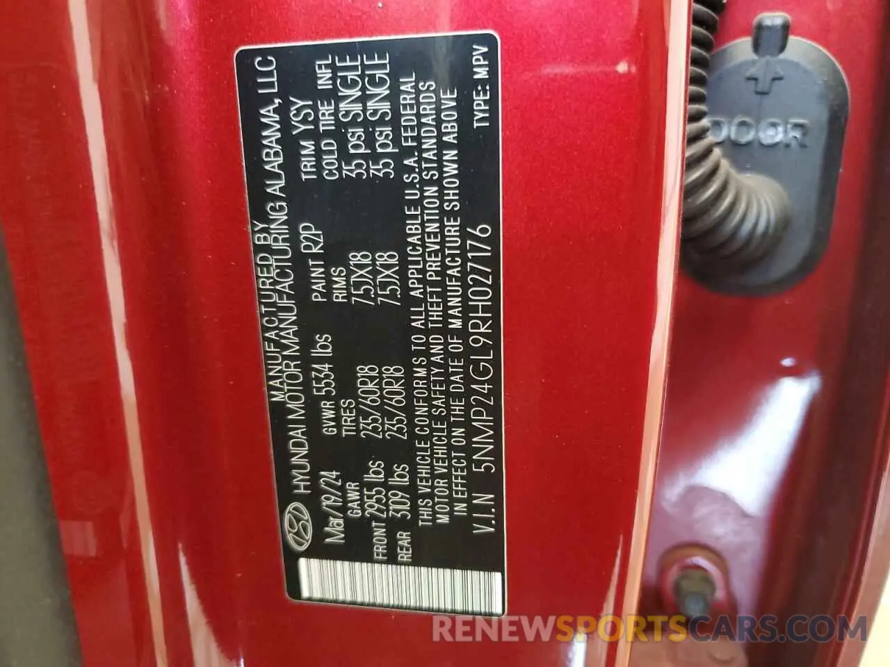 13 Фотография поврежденного автомобиля 5NMP24GL9RH027176 HYUNDAI SANTA FE 2024