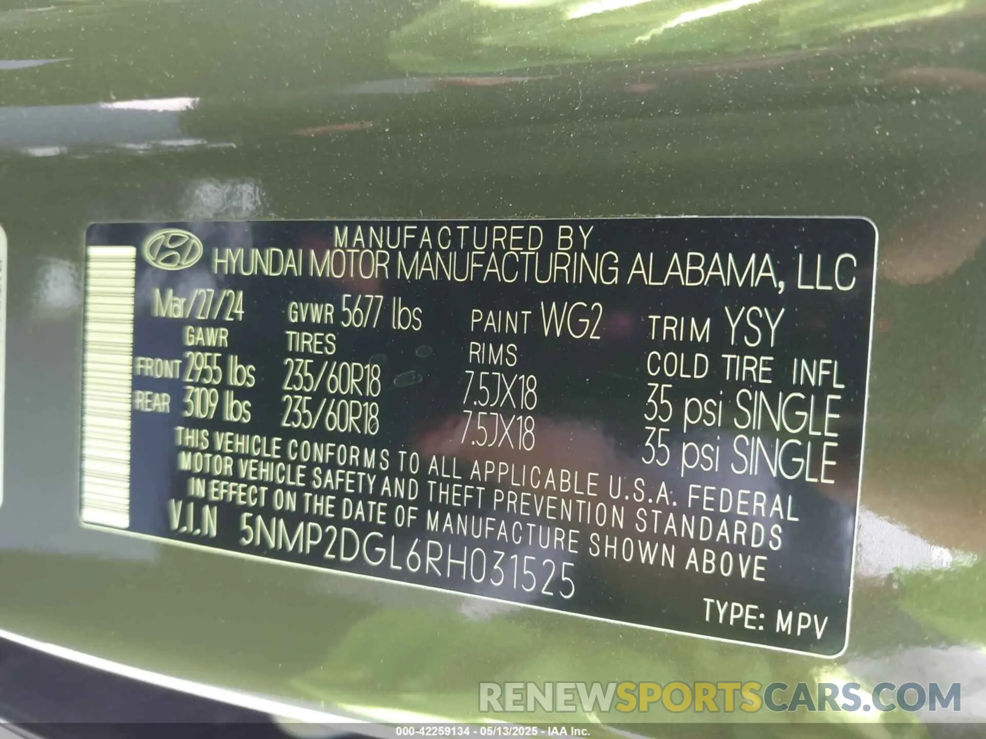 9 Photograph of a damaged car 5NMP2DGL6RH031525 HYUNDAI SANTA FE 2024