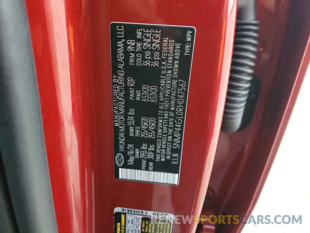 13 Фотография поврежденного автомобиля 5NMP44GL0RH047567 HYUNDAI SANTA FE 2024
