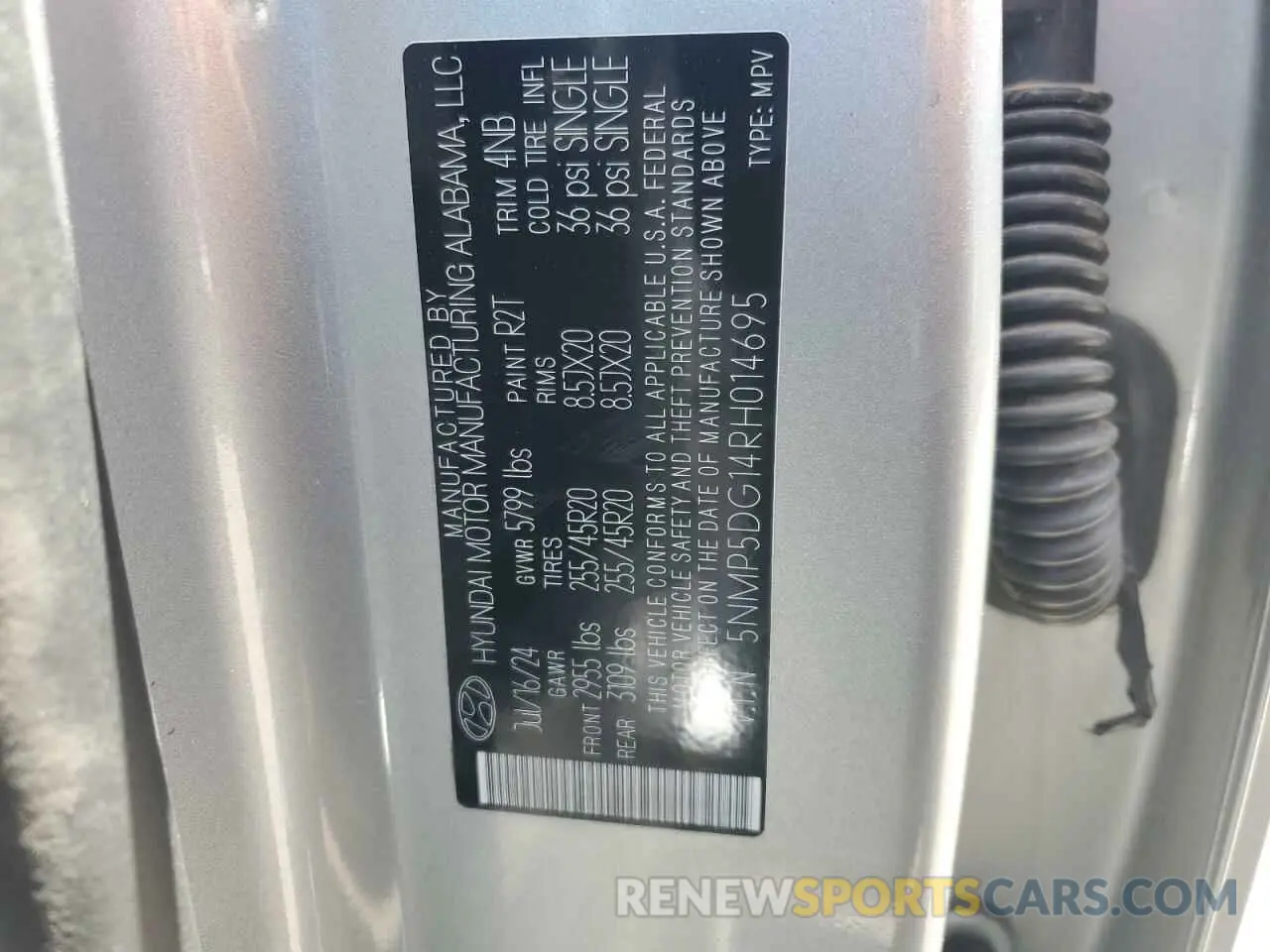 13 Фотография поврежденного автомобиля 5NMP5DG14RH014695 HYUNDAI SANTA FE 2024