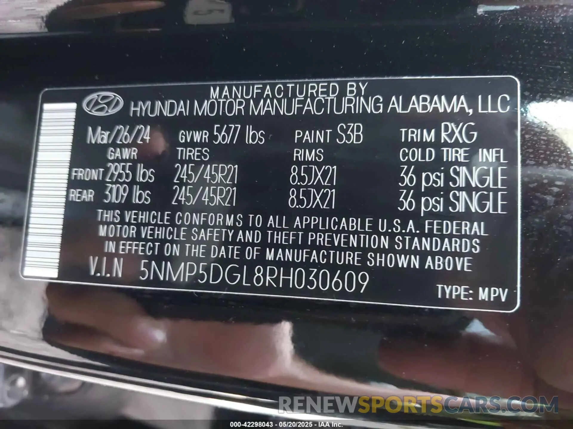 9 Photograph of a damaged car 5NMP5DGL8RH030609 HYUNDAI SANTA FE 2024