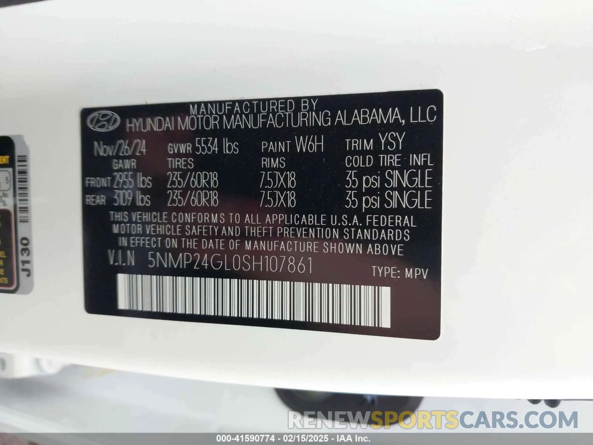 9 Фотография поврежденного автомобиля 5NMP24GL0SH107861 HYUNDAI SANTA FE 2025