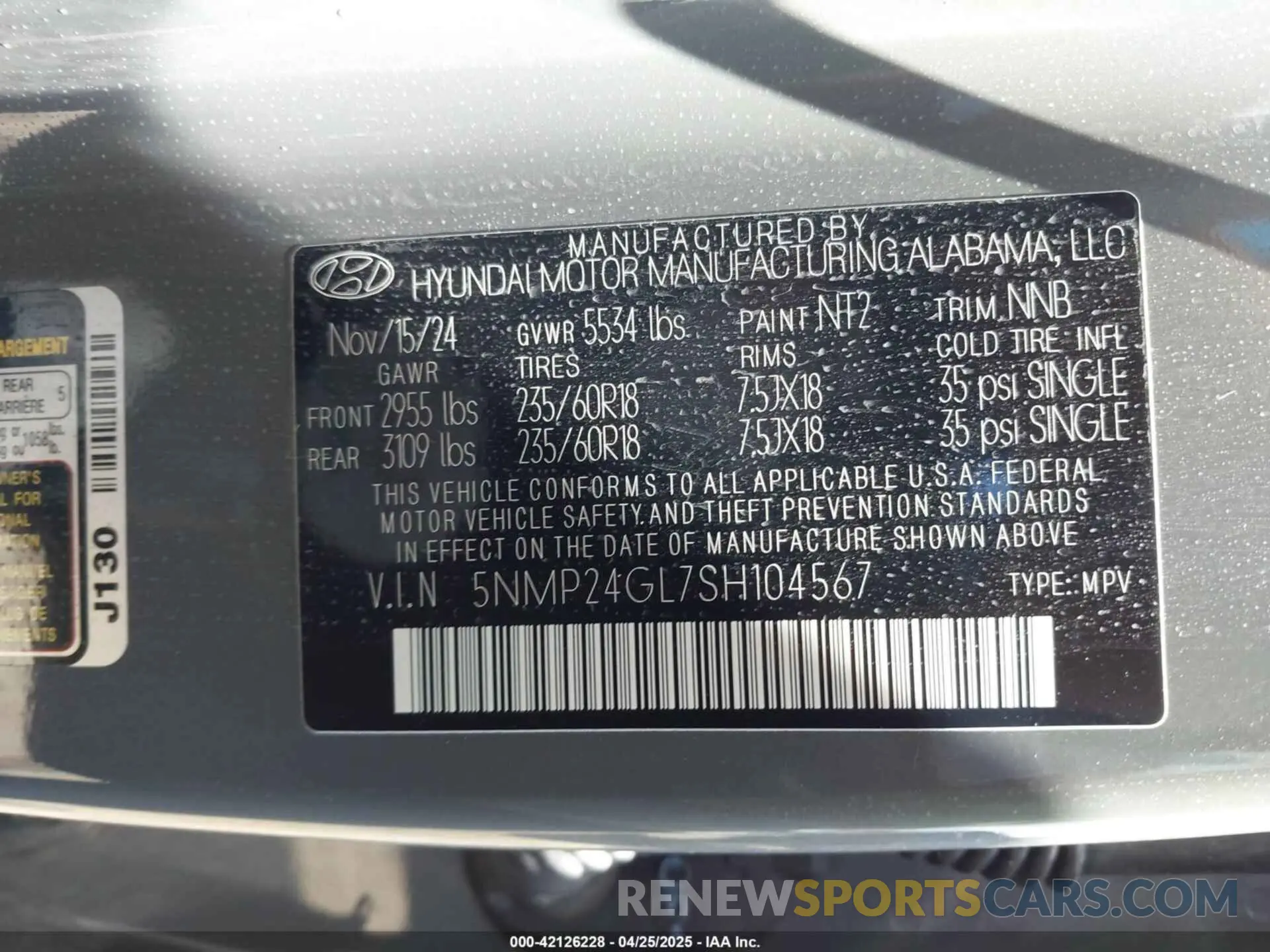 9 Фотография поврежденного автомобиля 5NMP24GL7SH104567 HYUNDAI SANTA FE 2025