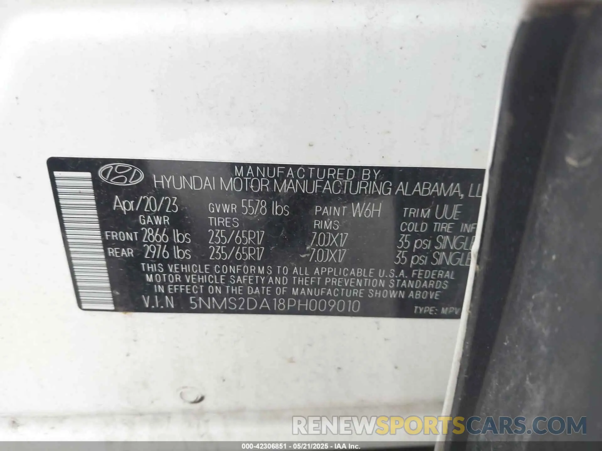 9 Фотография поврежденного автомобиля 5NMS2DA18PH009010 HYUNDAI SANTA FE HYBRID 2023
