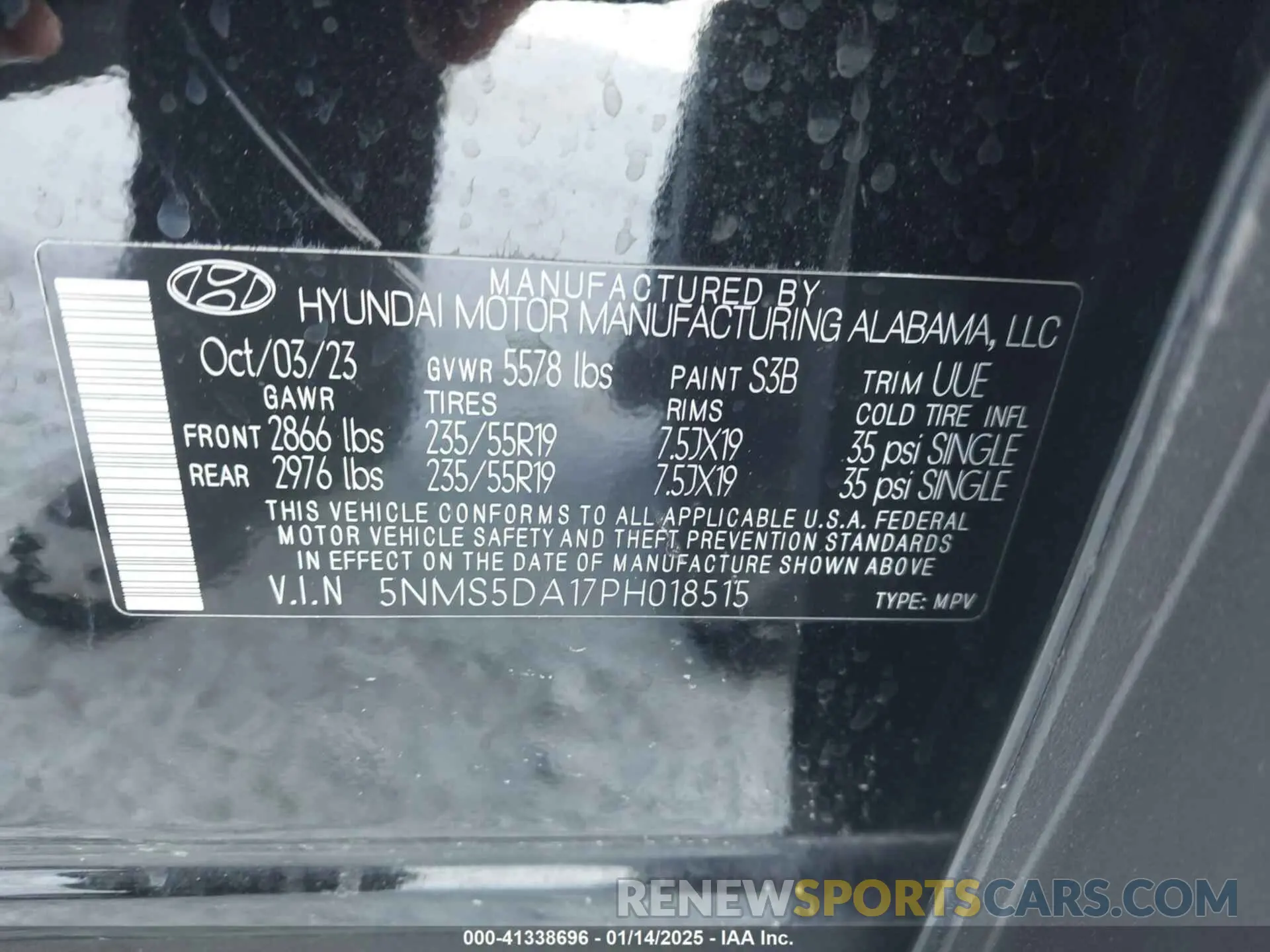9 Фотография поврежденного автомобиля 5NMS5DA17PH018515 HYUNDAI SANTA FE HYBRID 2023