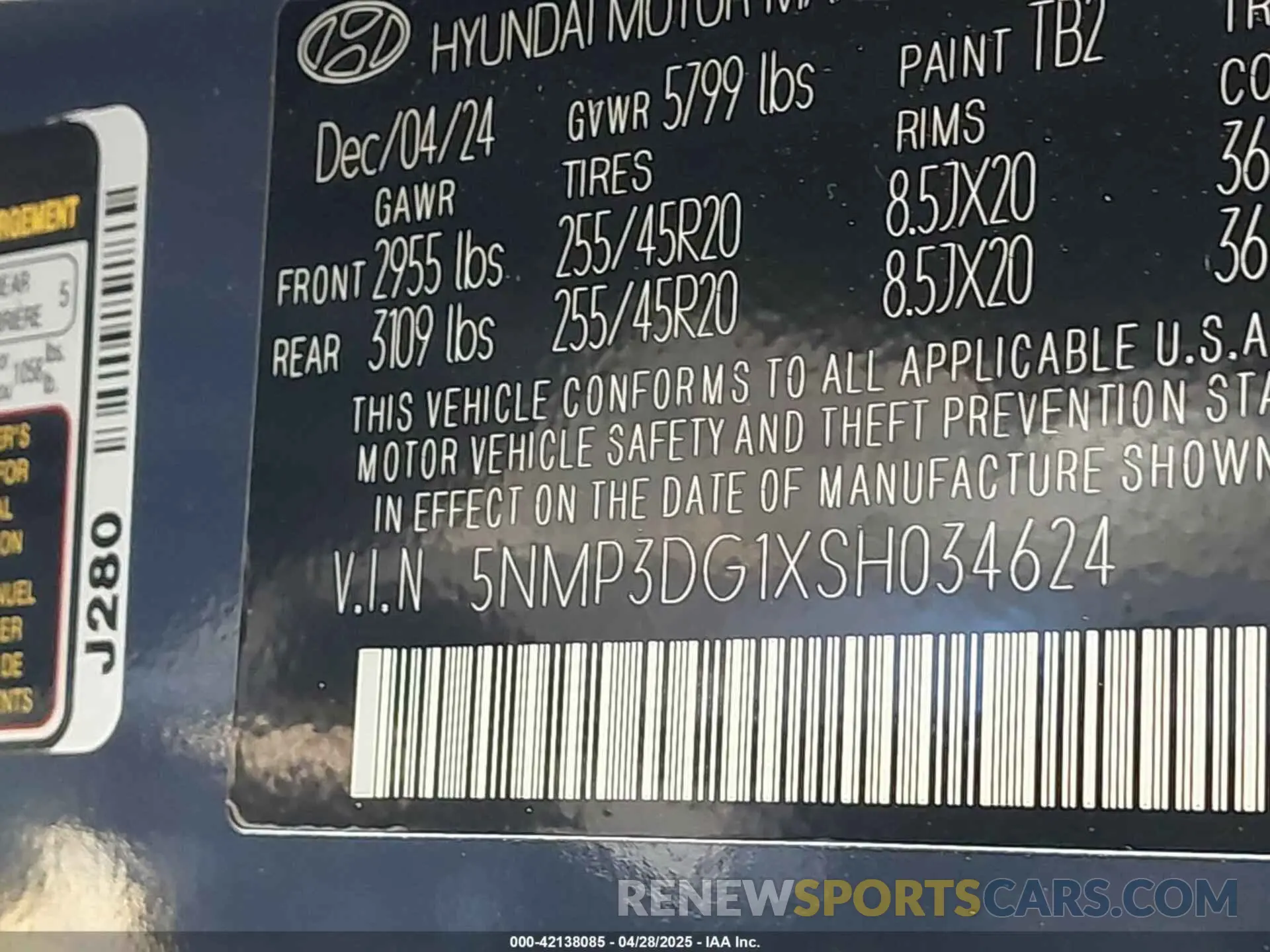 9 Фотография поврежденного автомобиля 5NMP3DG1XSH034624 HYUNDAI SANTA FE HYBRID 2025