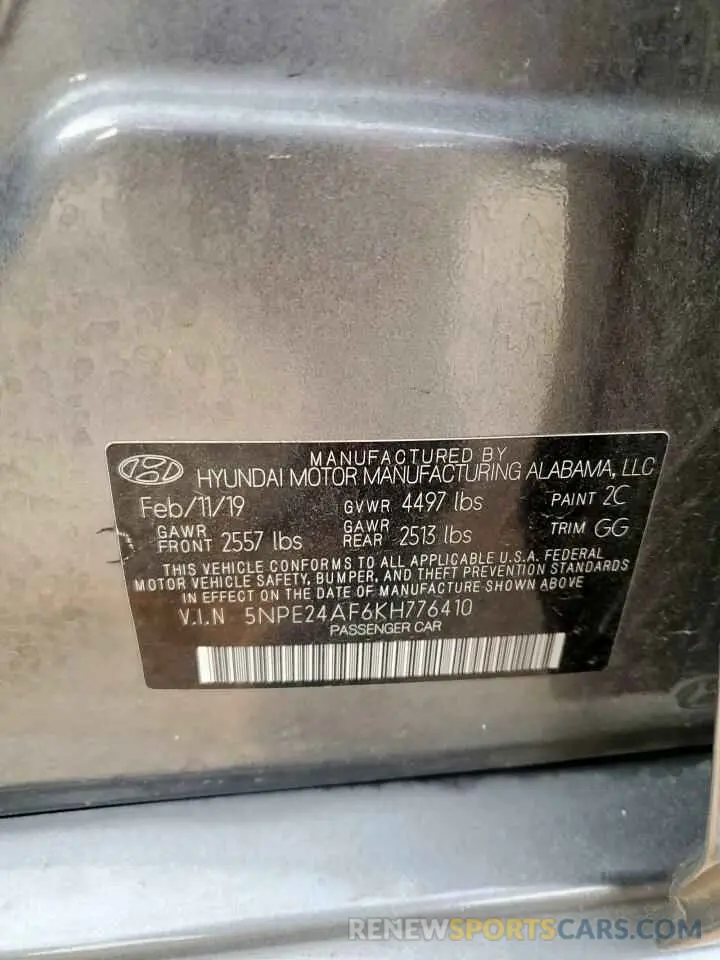 12 Photograph of a damaged car 5NPE24AF6KH776410 HYUNDAI SONATA 2019