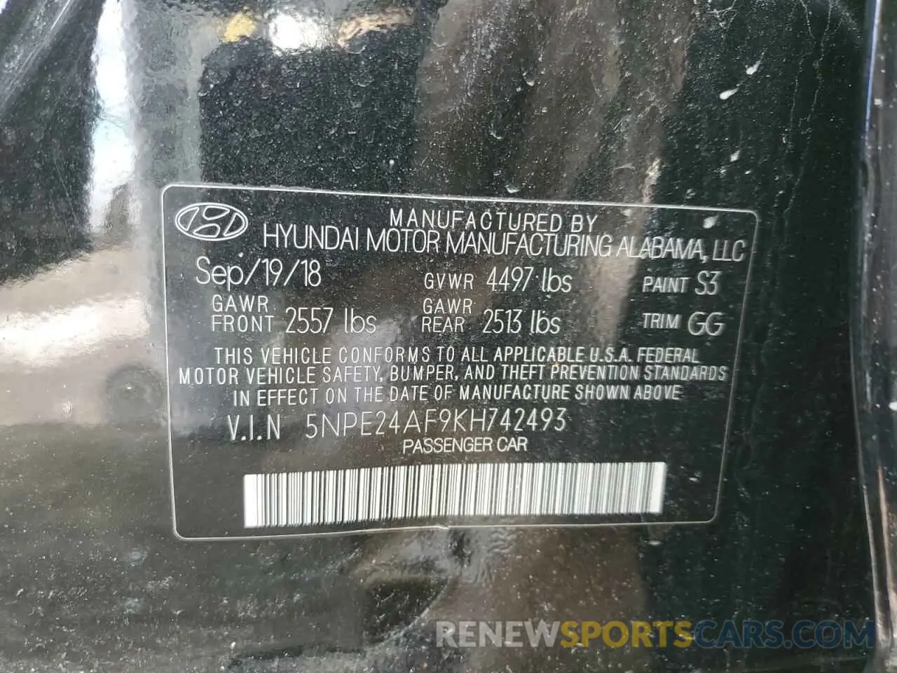 12 Фотография поврежденного автомобиля 5NPE24AF9KH742493 HYUNDAI SONATA 2019