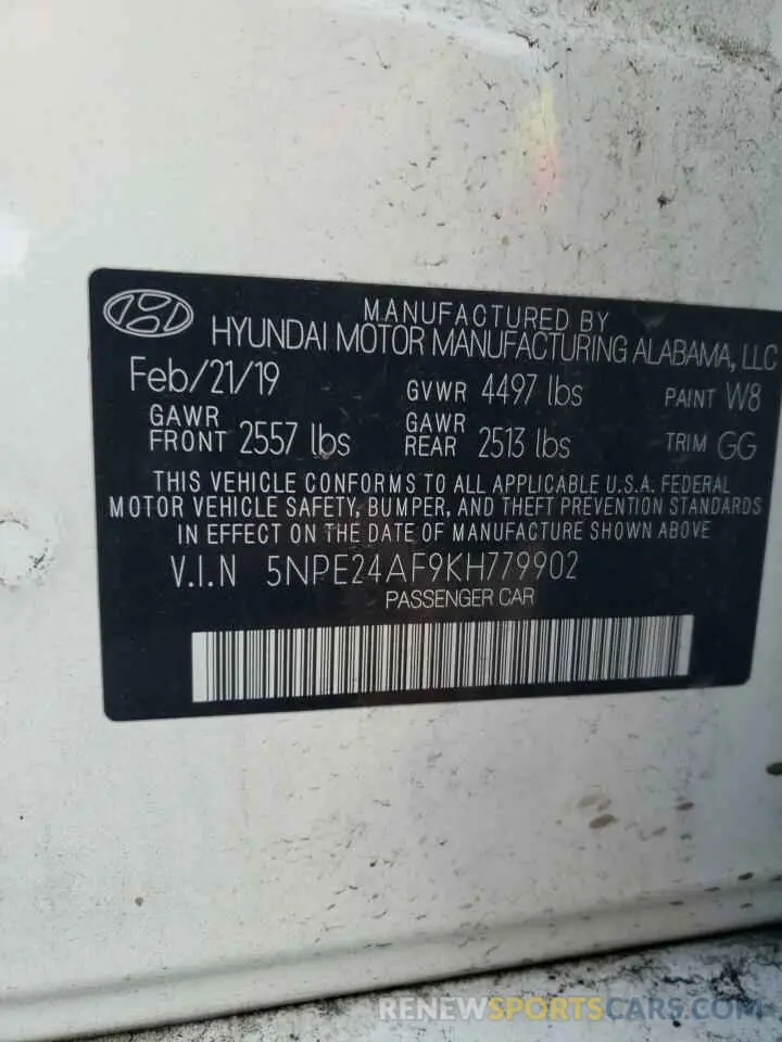 13 Фотография поврежденного автомобиля 5NPE24AF9KH779902 HYUNDAI SONATA 2019