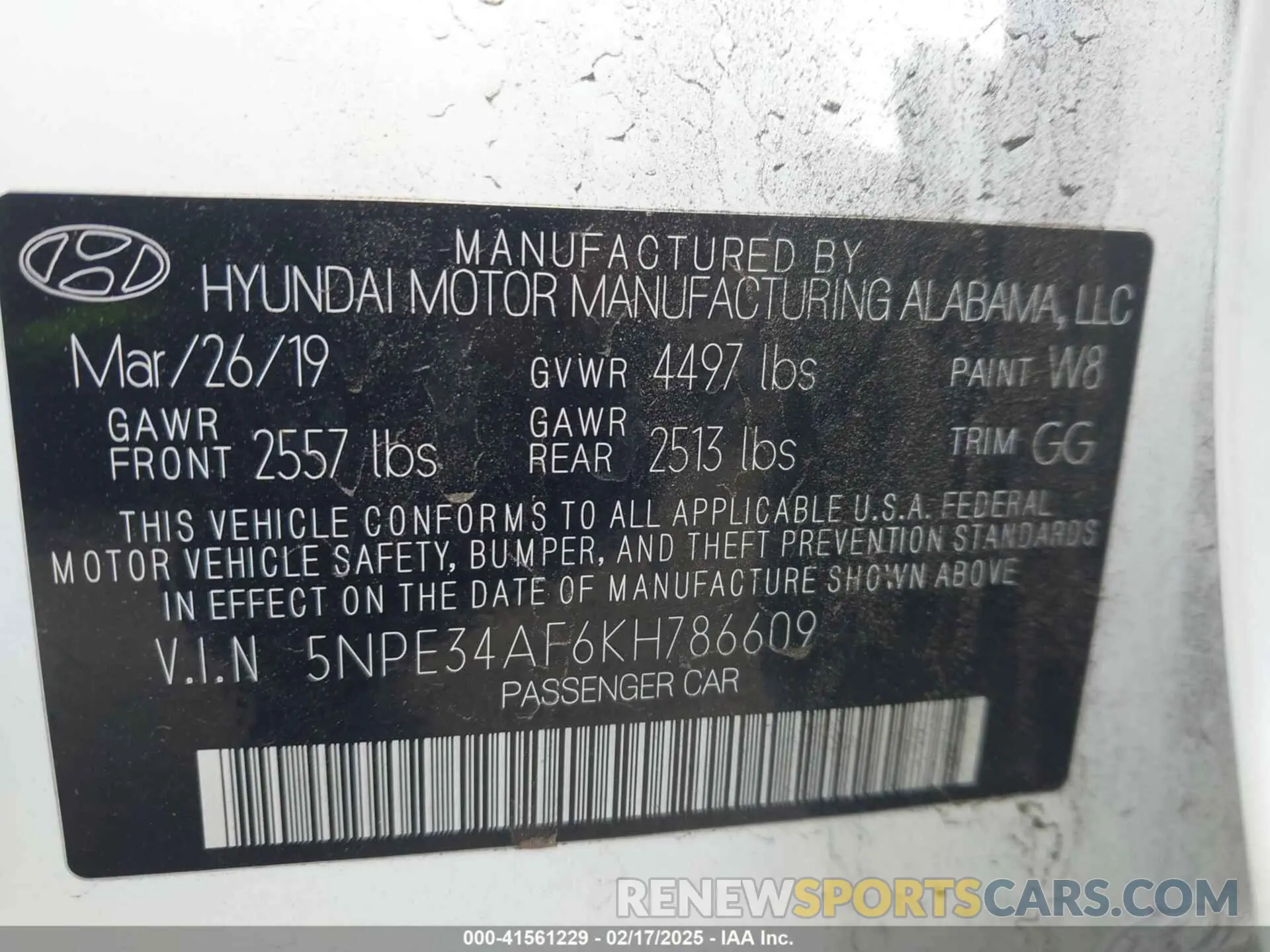 9 Photograph of a damaged car 5NPE34AF6KH786609 HYUNDAI SONATA 2019