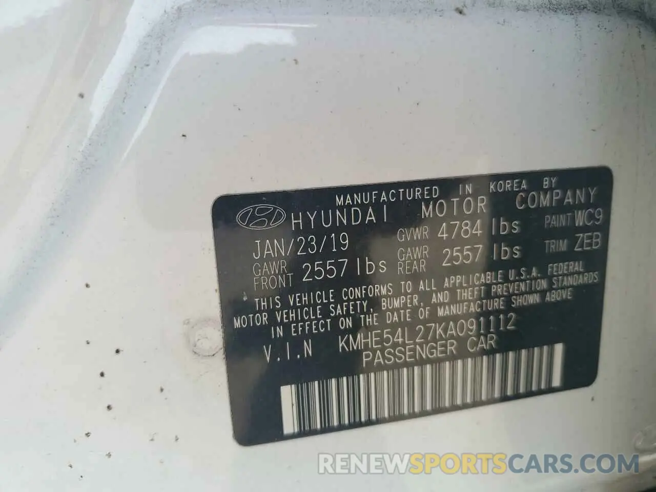 12 Photograph of a damaged car KMHE54L27KA091112 HYUNDAI SONATA 2019
