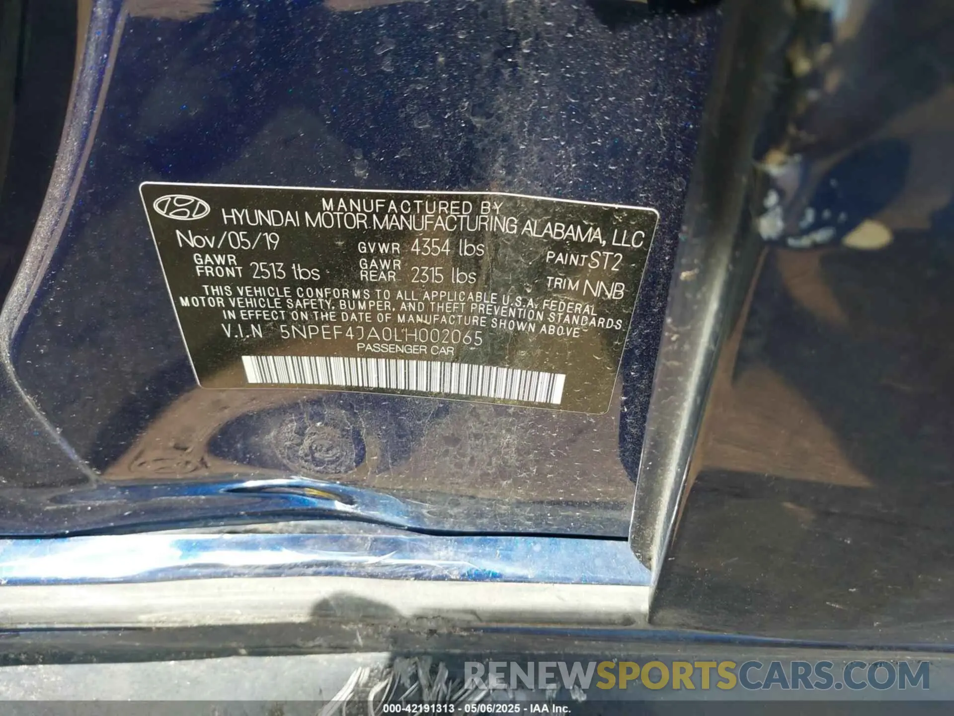 9 Photograph of a damaged car 5NPEF4JA0LH002065 HYUNDAI SONATA 2020