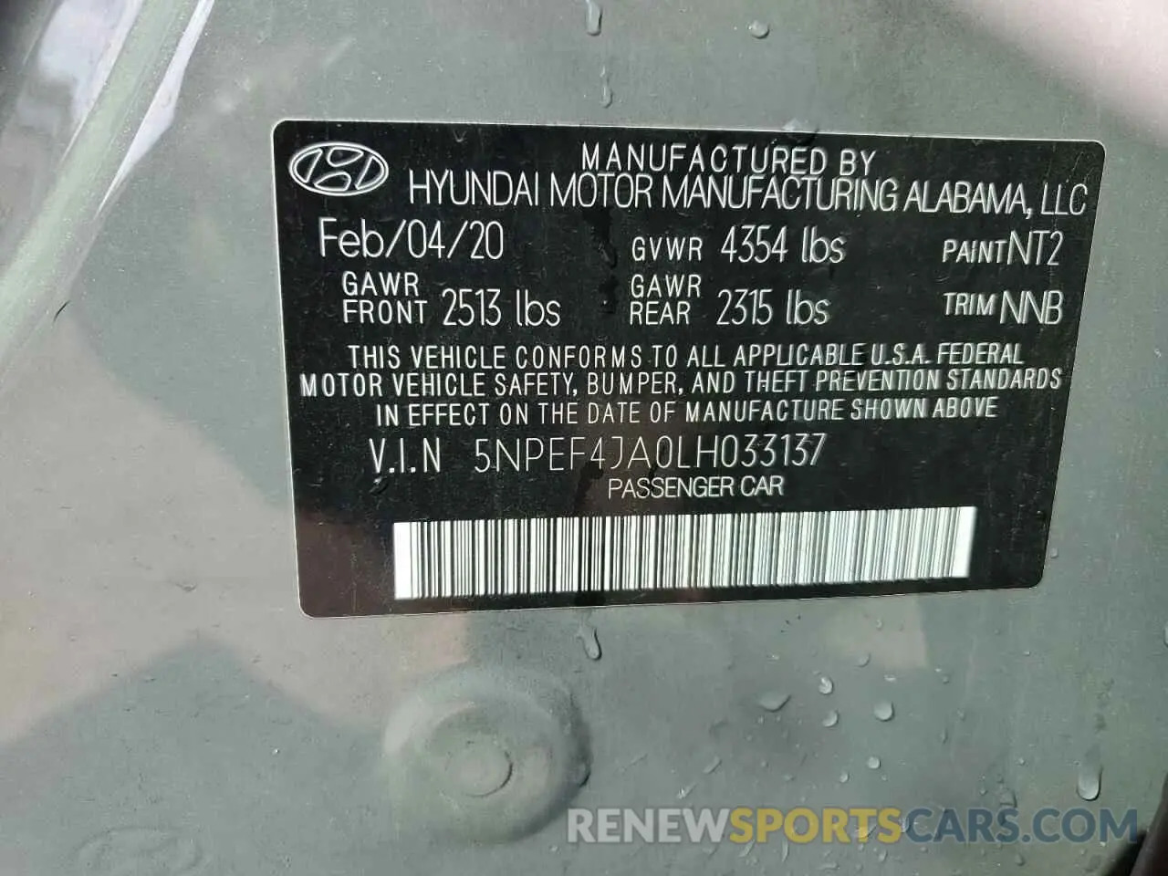 12 Фотография поврежденного автомобиля 5NPEF4JA0LH033137 HYUNDAI SONATA 2020