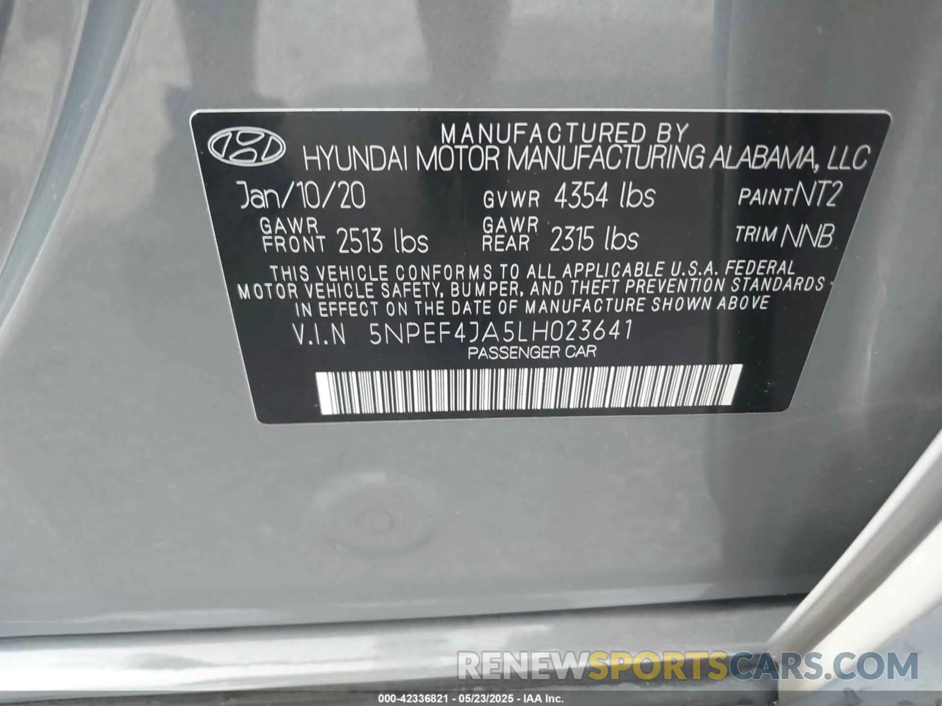9 Фотография поврежденного автомобиля 5NPEF4JA5LH023641 HYUNDAI SONATA 2020