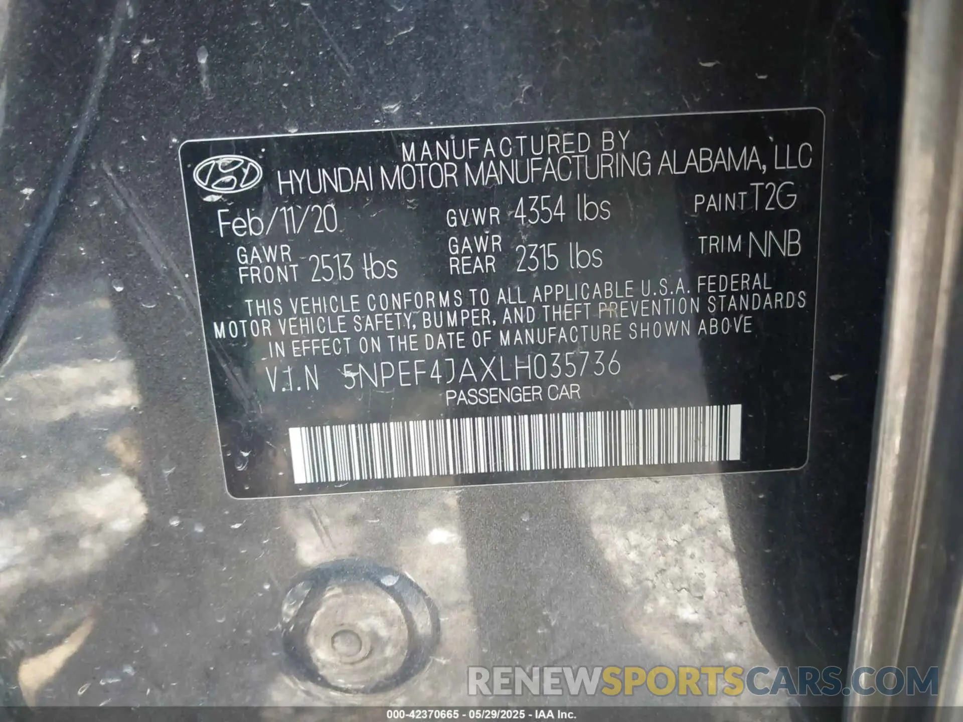 9 Фотография поврежденного автомобиля 5NPEF4JAXLH035736 HYUNDAI SONATA 2020
