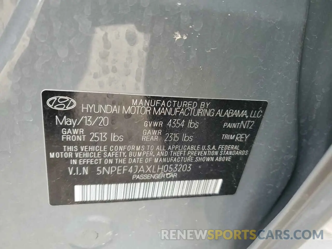 12 Photograph of a damaged car 5NPEF4JAXLH053203 HYUNDAI SONATA 2020