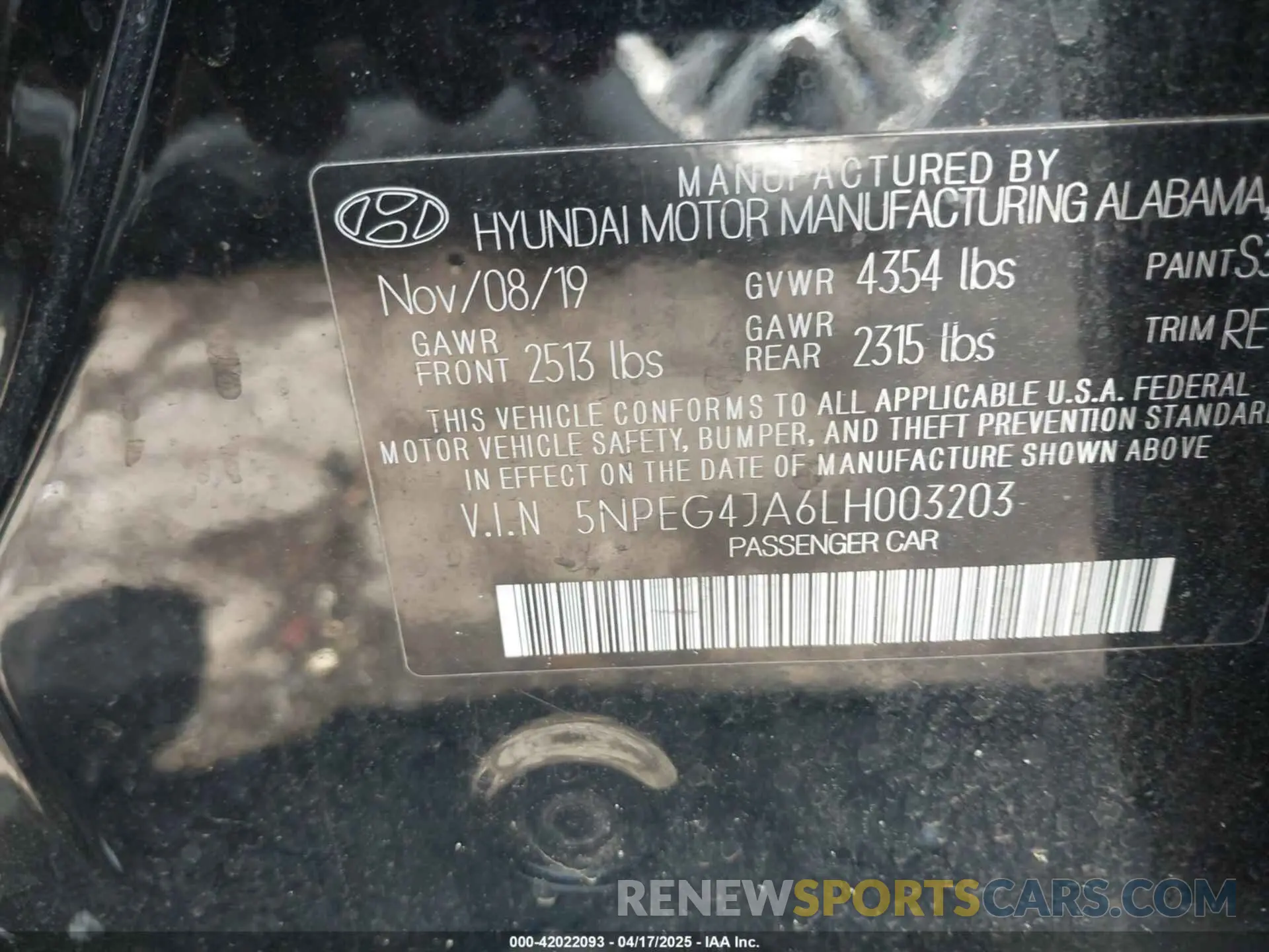 9 Фотография поврежденного автомобиля 5NPEG4JA6LH003203 HYUNDAI SONATA 2020