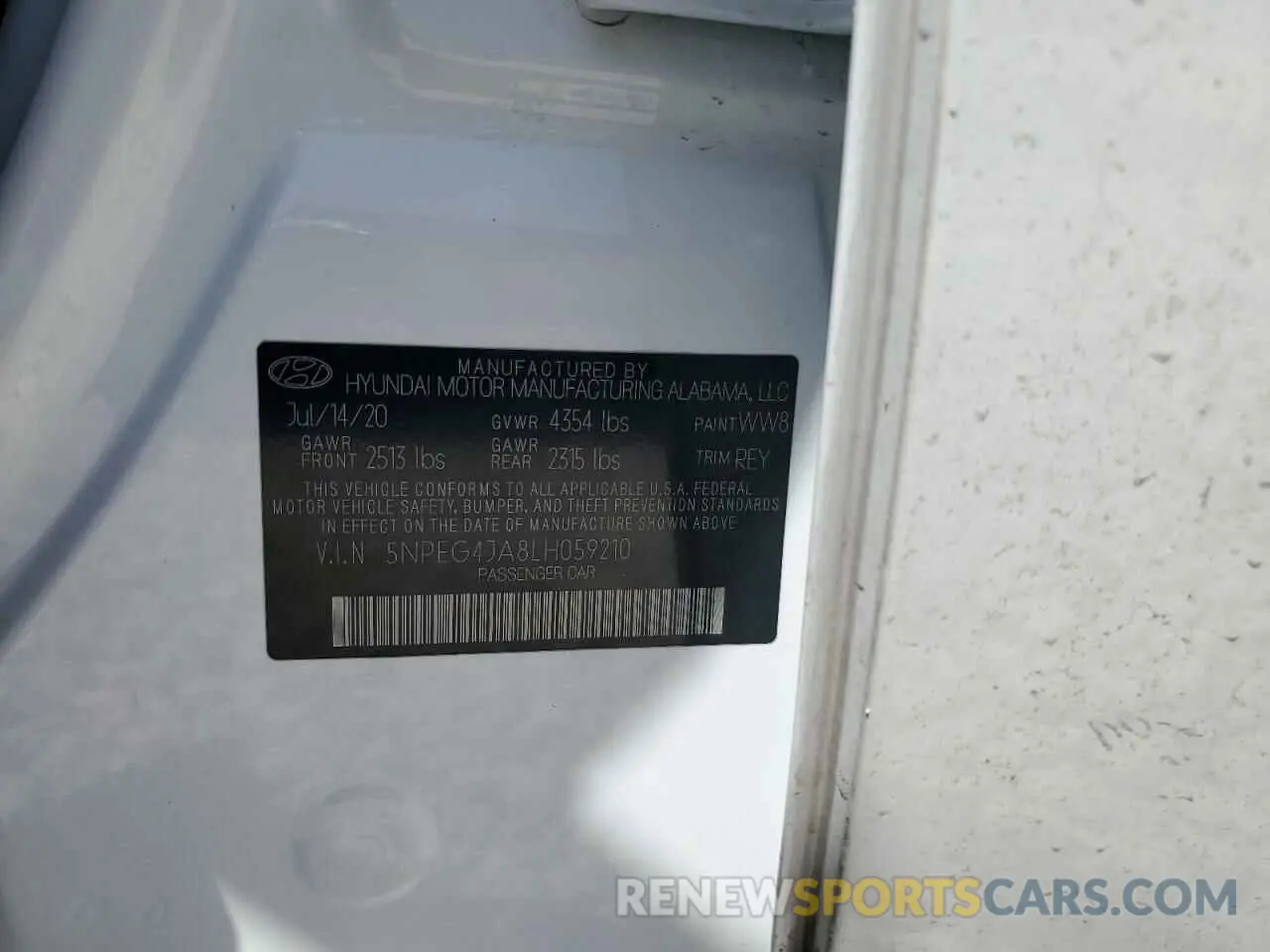 12 Фотография поврежденного автомобиля 5NPEG4JA8LH059210 HYUNDAI SONATA 2020