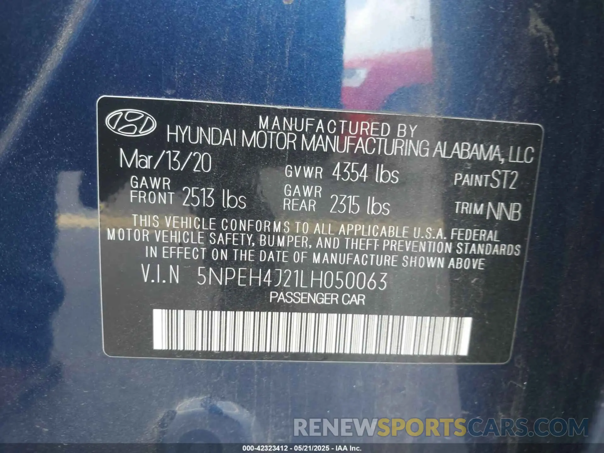 9 Фотография поврежденного автомобиля 5NPEH4J21LH050063 HYUNDAI SONATA 2020
