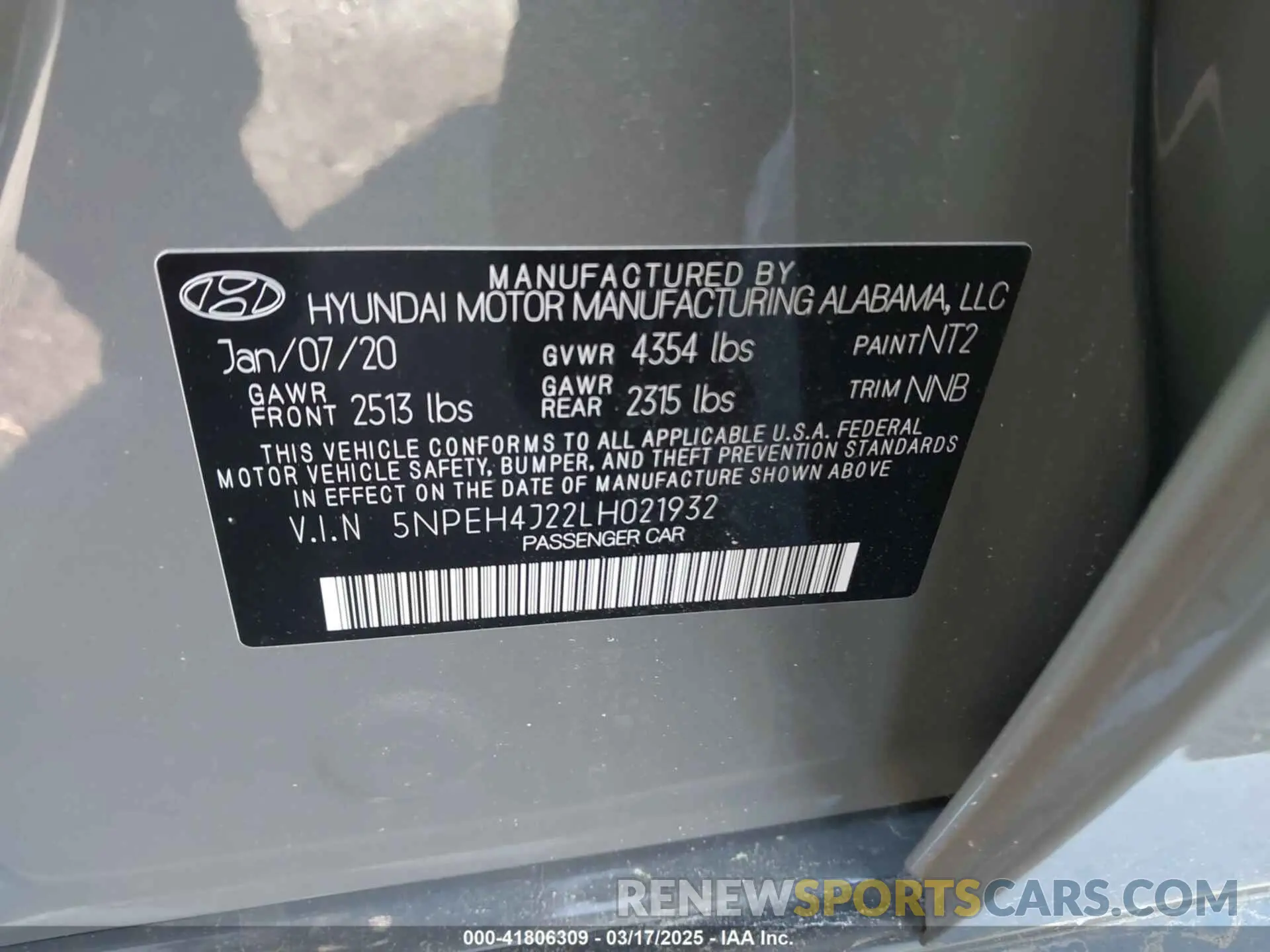9 Photograph of a damaged car 5NPEH4J22LH021932 HYUNDAI SONATA 2020