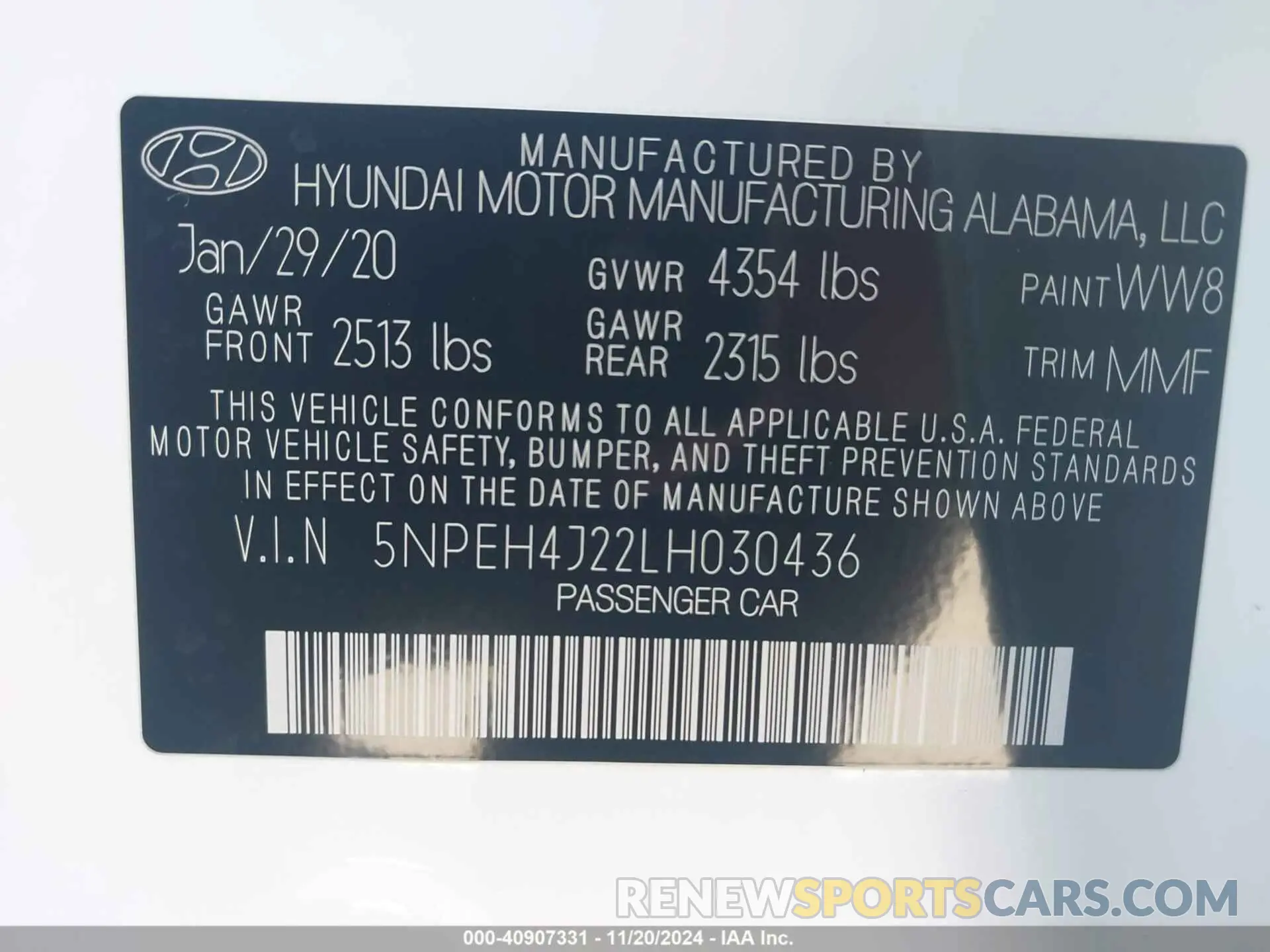9 Photograph of a damaged car 5NPEH4J22LH030436 HYUNDAI SONATA 2020