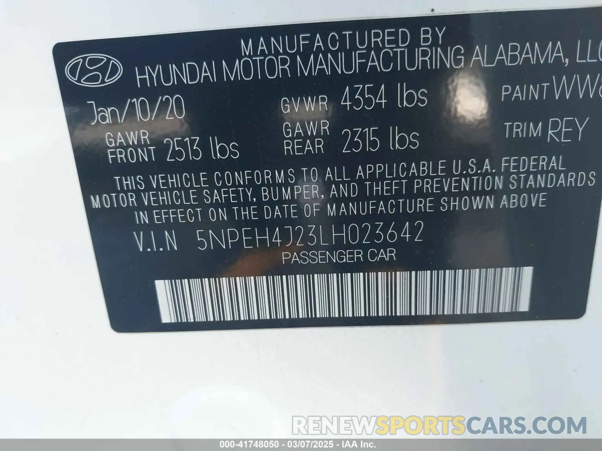 9 Photograph of a damaged car 5NPEH4J23LH023642 HYUNDAI SONATA 2020