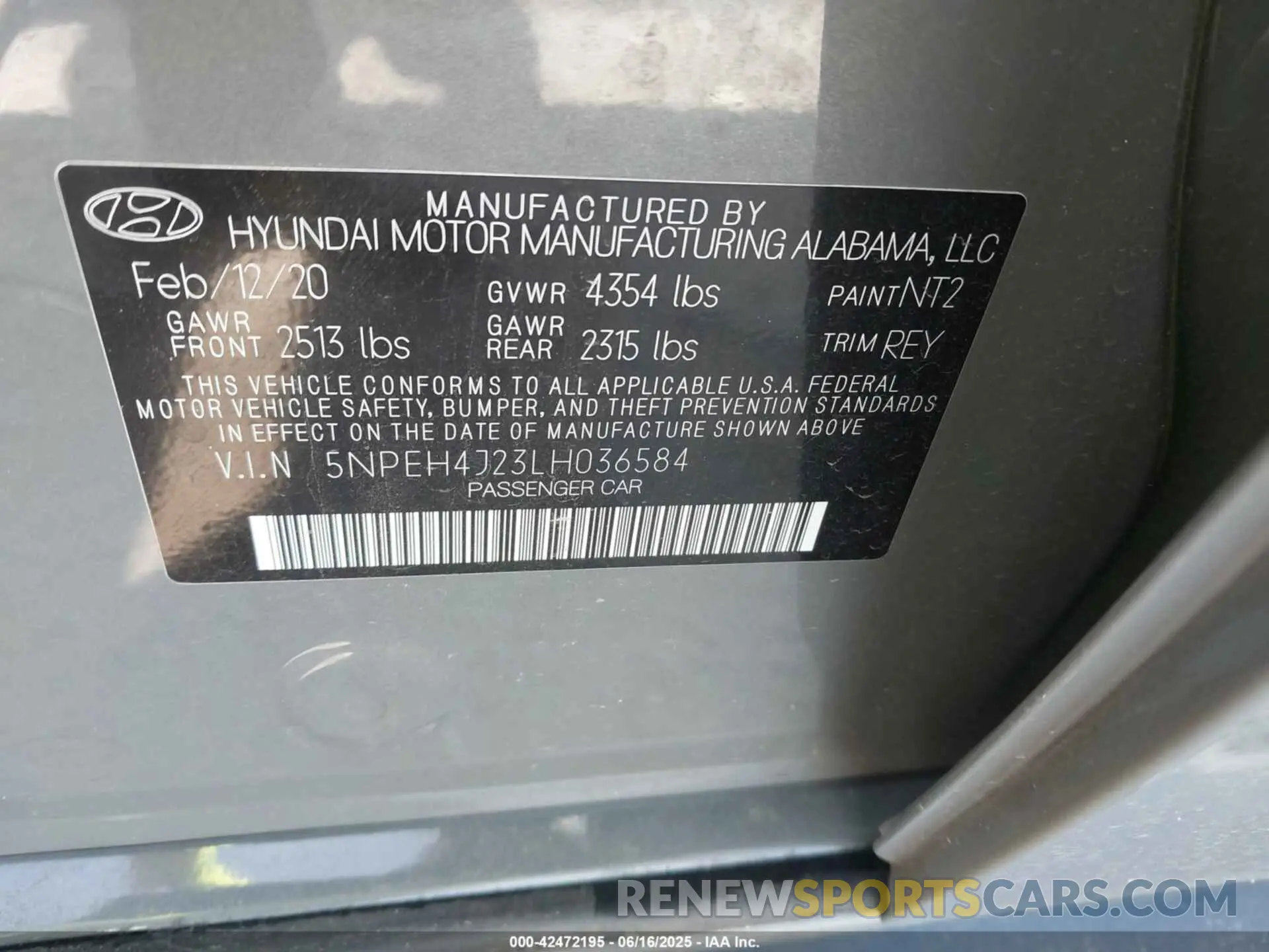 9 Photograph of a damaged car 5NPEH4J23LH036584 HYUNDAI SONATA 2020