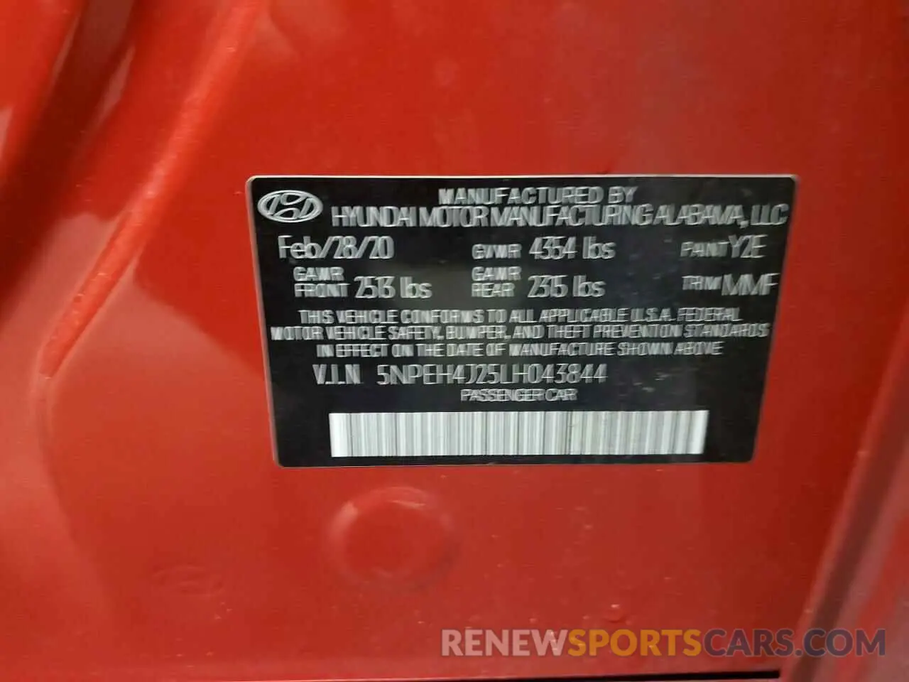 12 Фотография поврежденного автомобиля 5NPEH4J25LH043844 HYUNDAI SONATA 2020