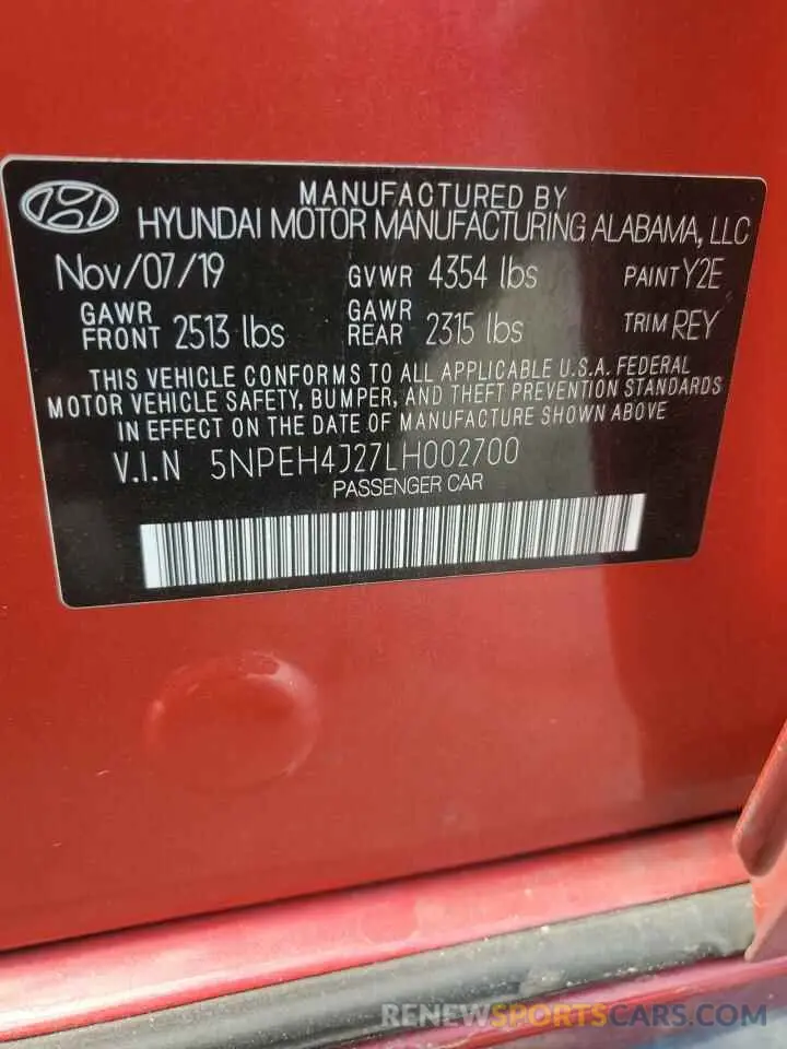 14 Фотография поврежденного автомобиля 5NPEH4J27LH002700 HYUNDAI SONATA 2020