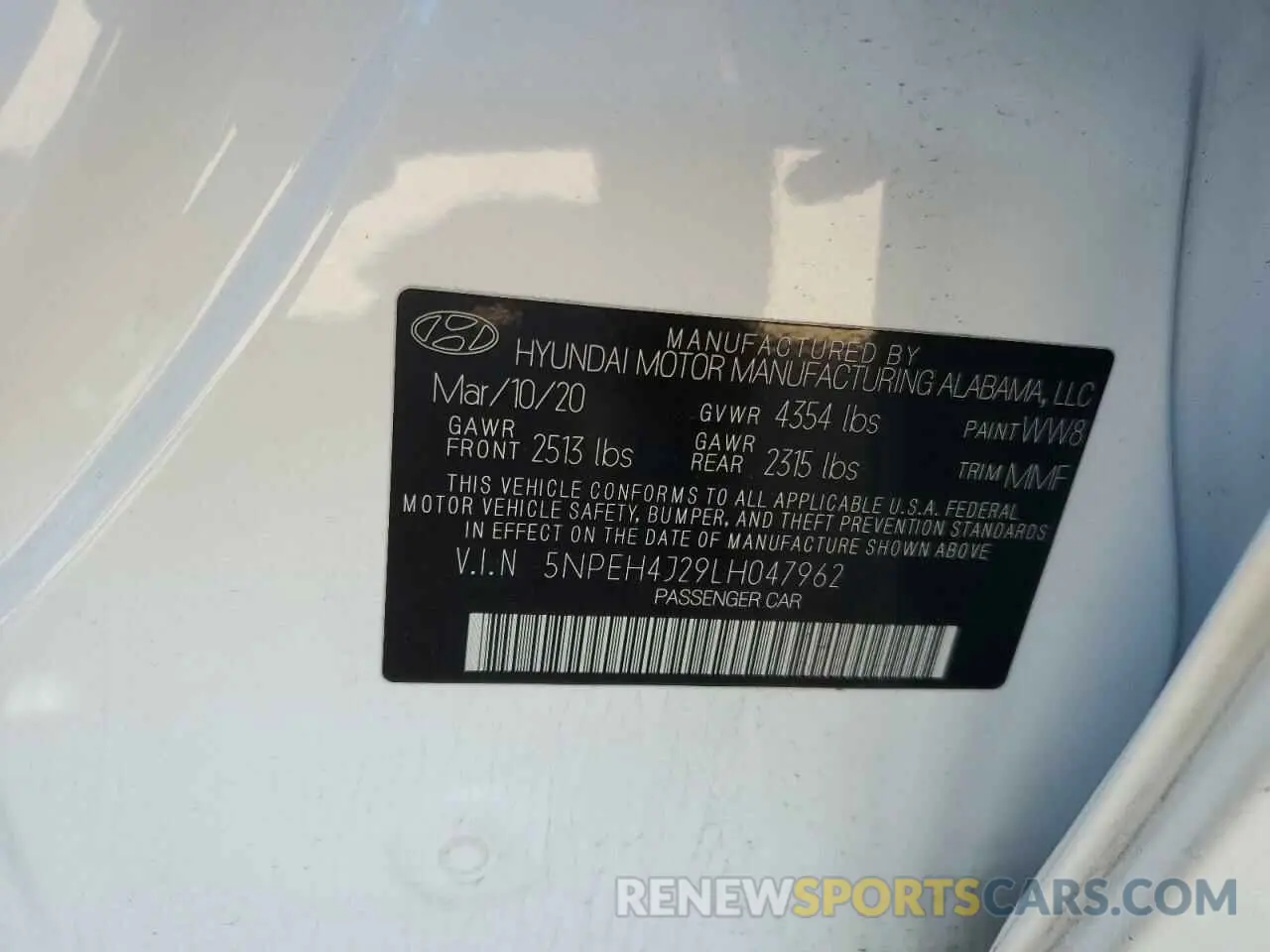 15 Photograph of a damaged car 5NPEH4J29LH047962 HYUNDAI SONATA 2020