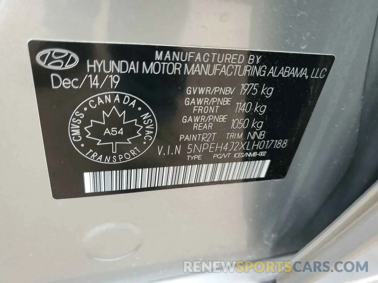 13 Photograph of a damaged car 5NPEH4J2XLH017188 HYUNDAI SONATA 2020