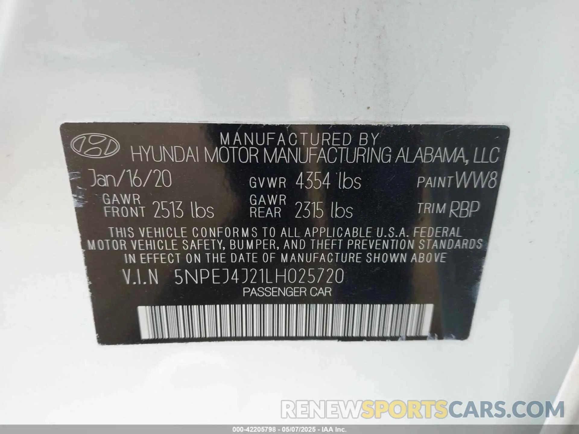 9 Photograph of a damaged car 5NPEJ4J21LH025720 HYUNDAI SONATA 2020