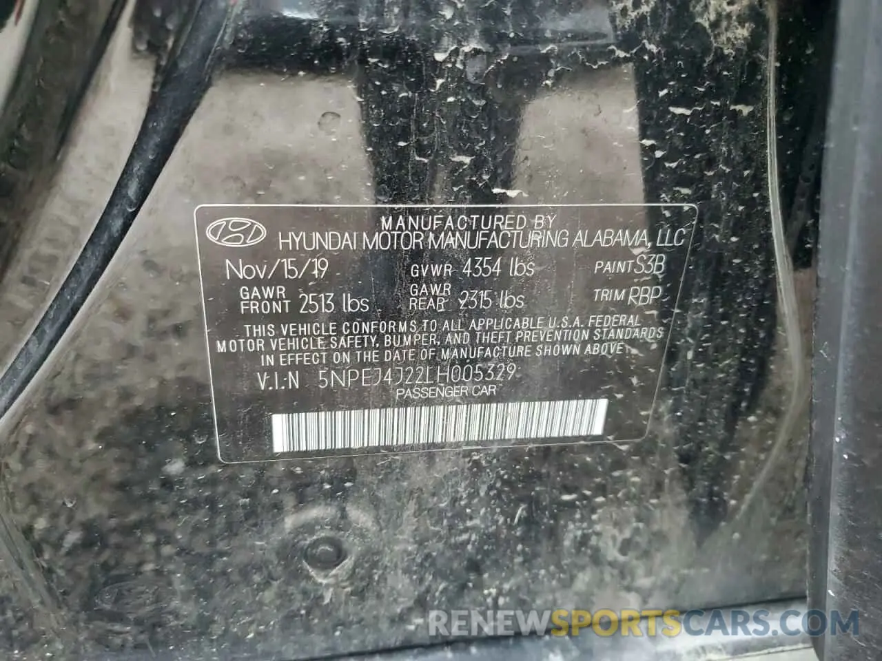 12 Photograph of a damaged car 5NPEJ4J22LH005329 HYUNDAI SONATA 2020