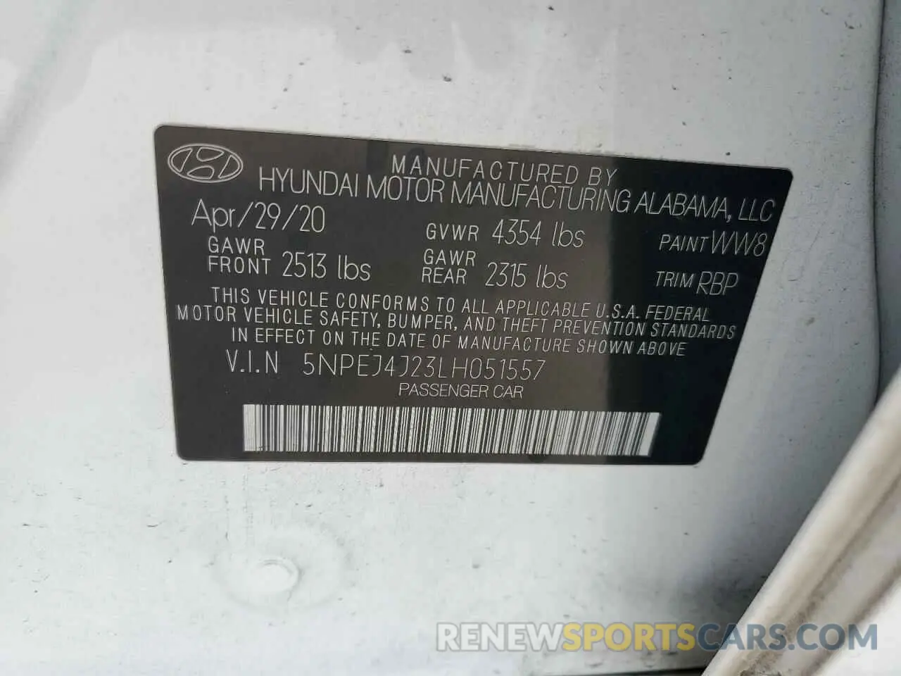 14 Photograph of a damaged car 5NPEJ4J23LH051557 HYUNDAI SONATA 2020