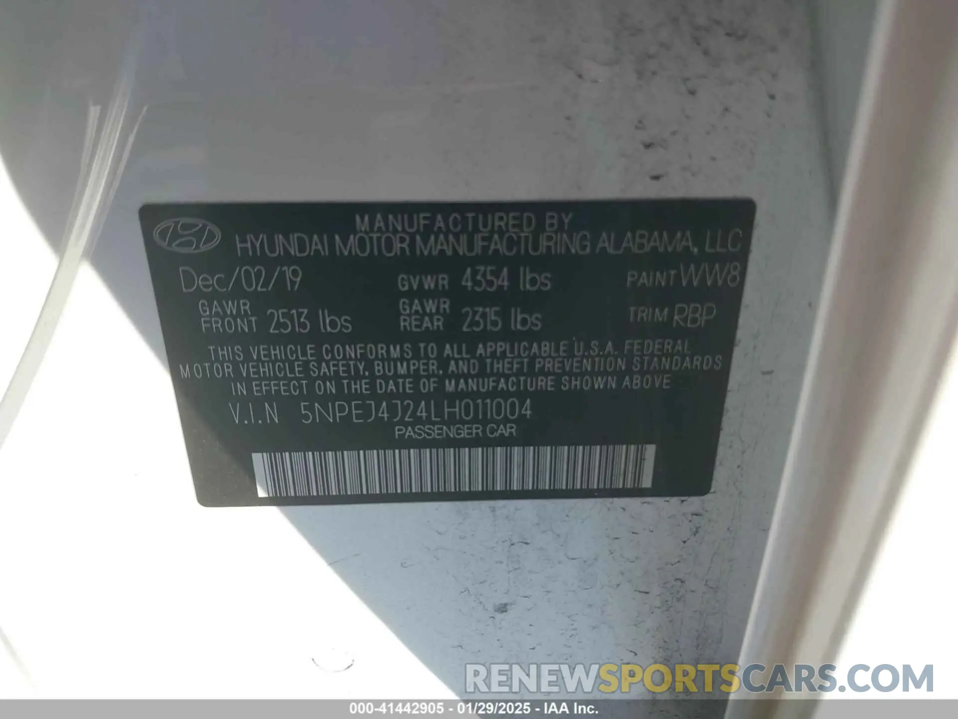 9 Фотография поврежденного автомобиля 5NPEJ4J24LH011004 HYUNDAI SONATA 2020