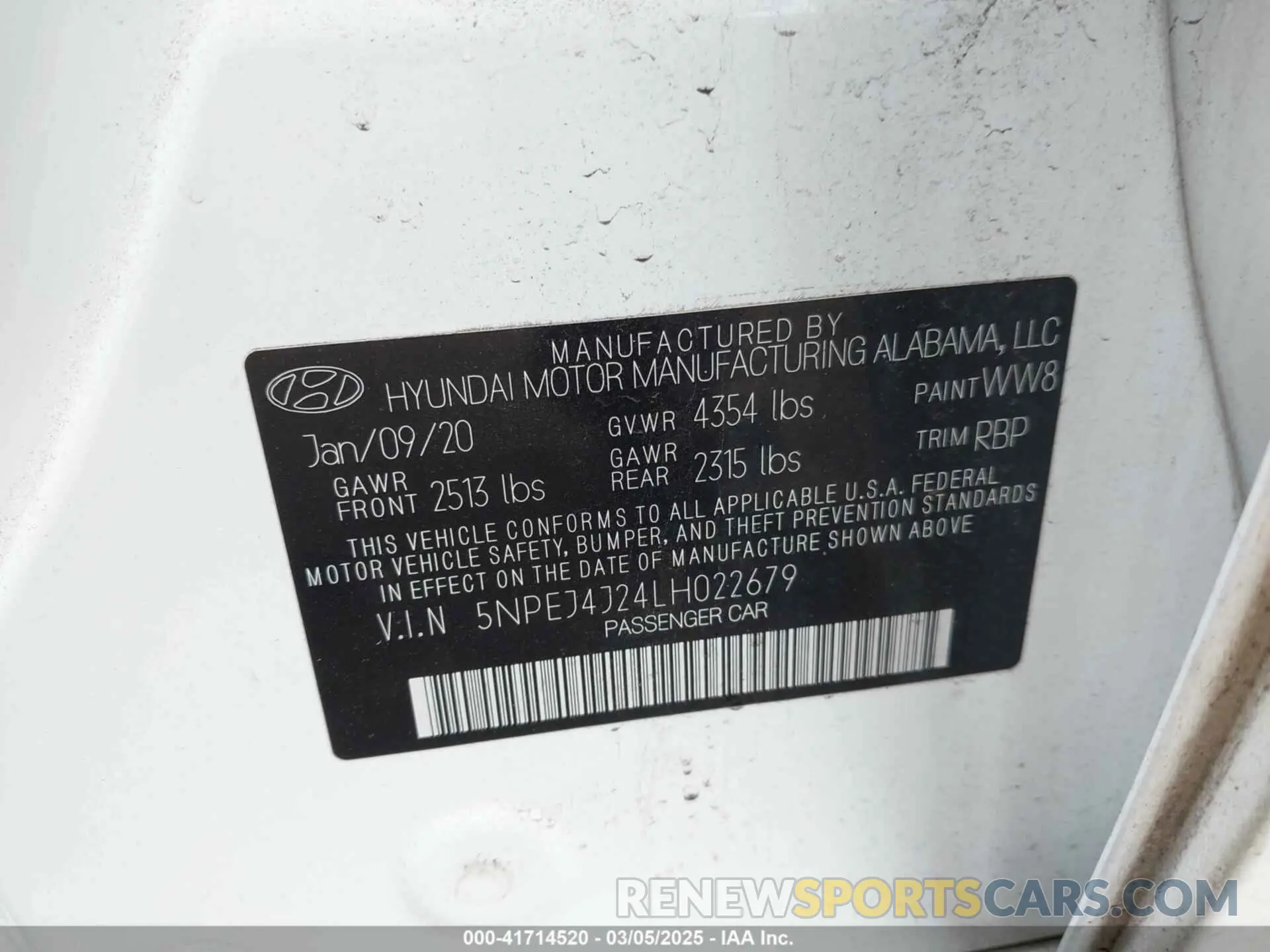 9 Фотография поврежденного автомобиля 5NPEJ4J24LH022679 HYUNDAI SONATA 2020