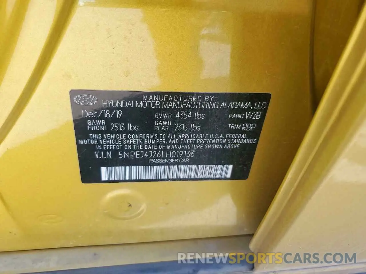 12 Photograph of a damaged car 5NPEJ4J26LH019136 HYUNDAI SONATA 2020
