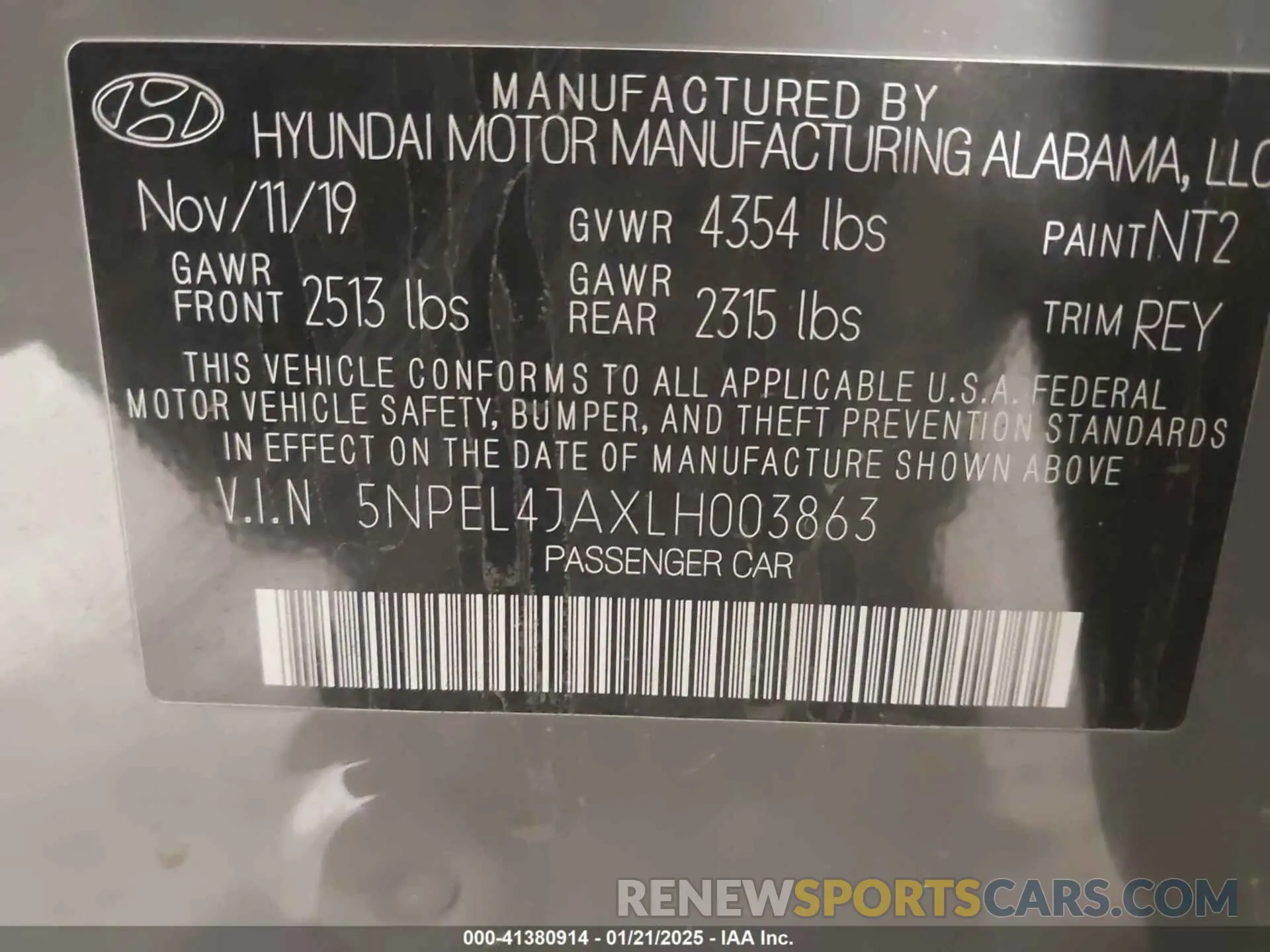 9 Фотография поврежденного автомобиля 5NPEL4JAXLH003863 HYUNDAI SONATA 2020