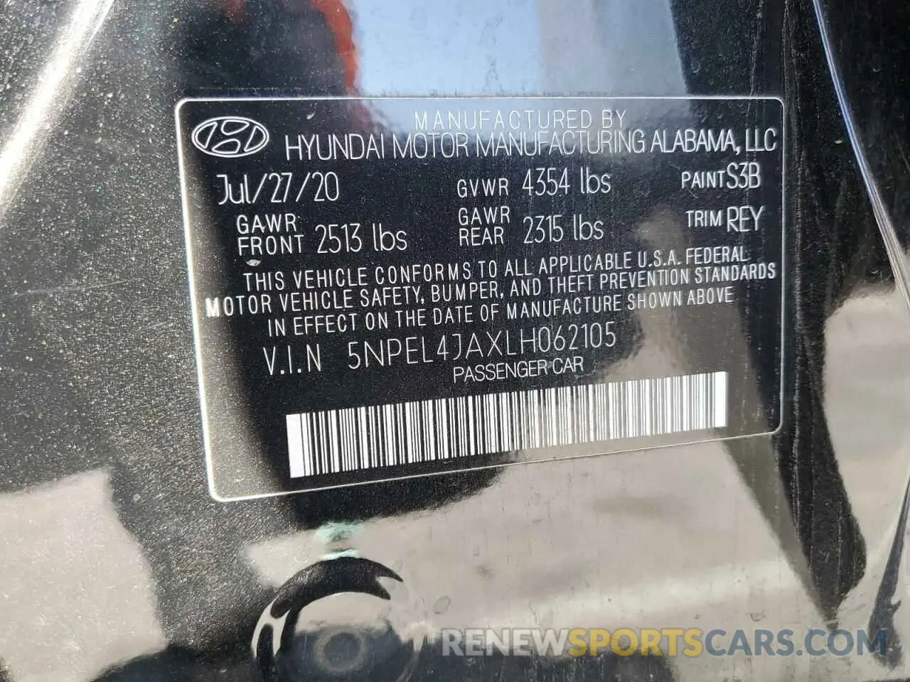 12 Photograph of a damaged car 5NPEL4JAXLH062105 HYUNDAI SONATA 2020