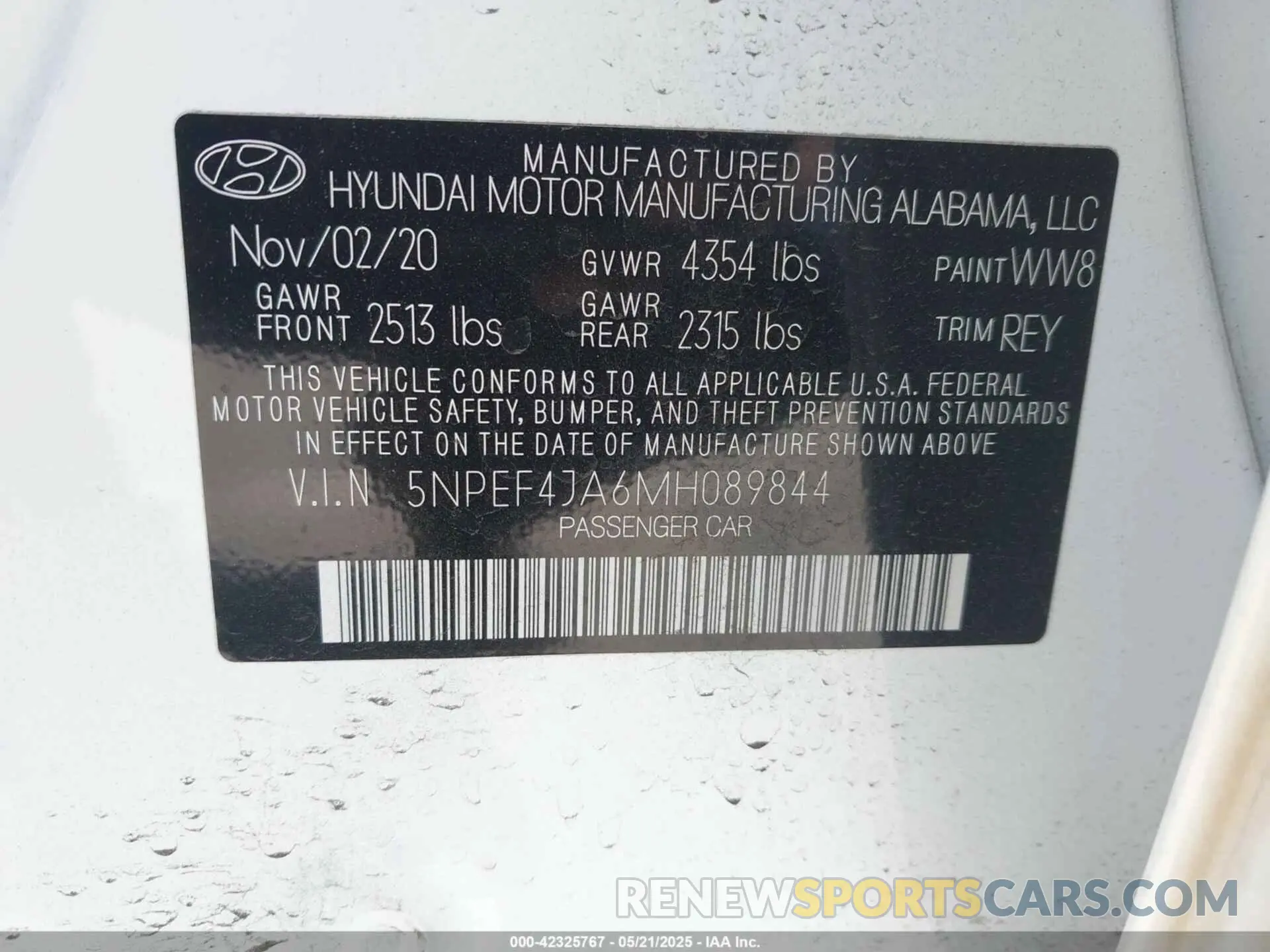 9 Фотография поврежденного автомобиля 5NPEF4JA6MH089844 HYUNDAI SONATA 2021