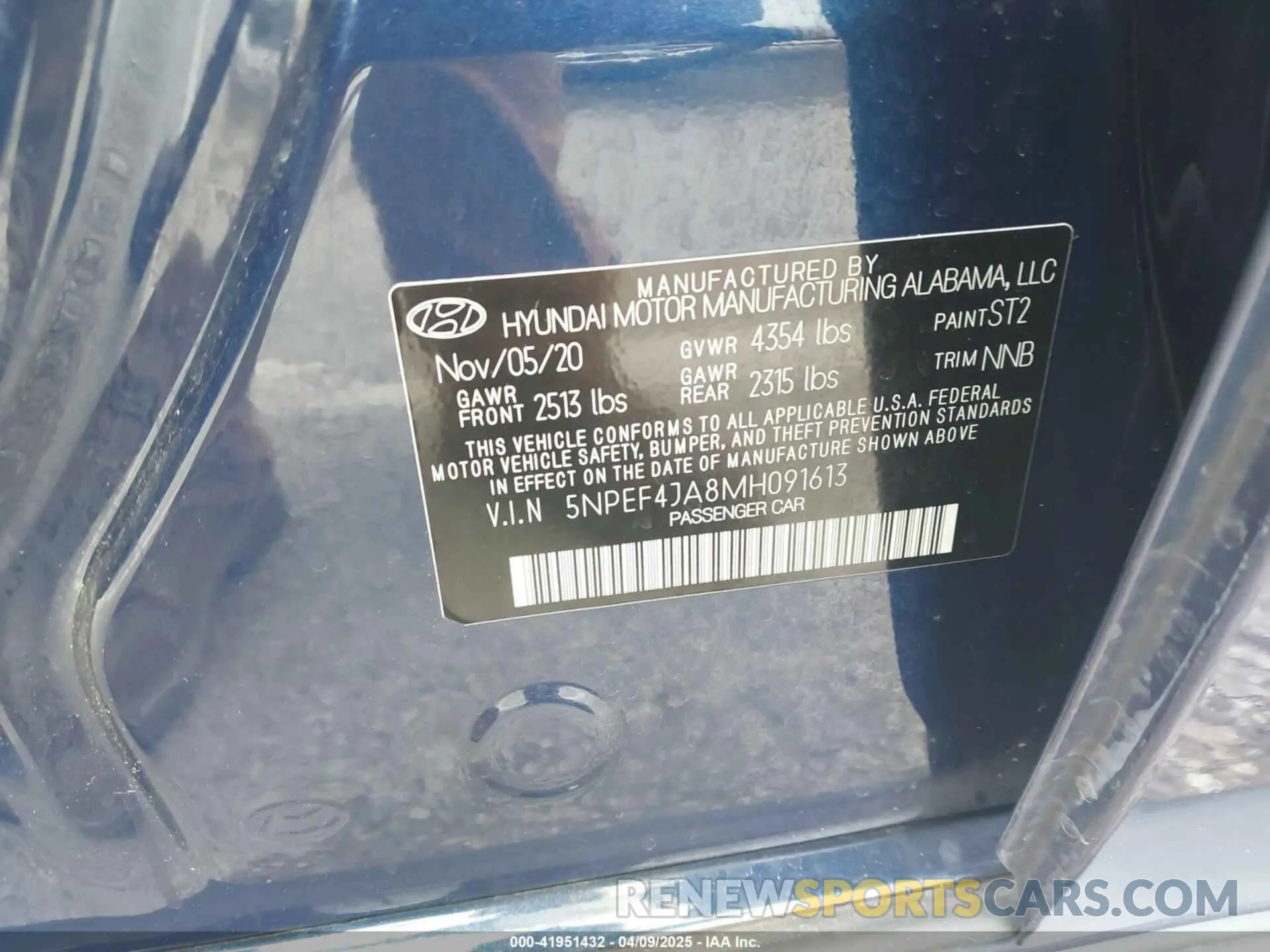 9 Фотография поврежденного автомобиля 5NPEF4JA8MH091613 HYUNDAI SONATA 2021