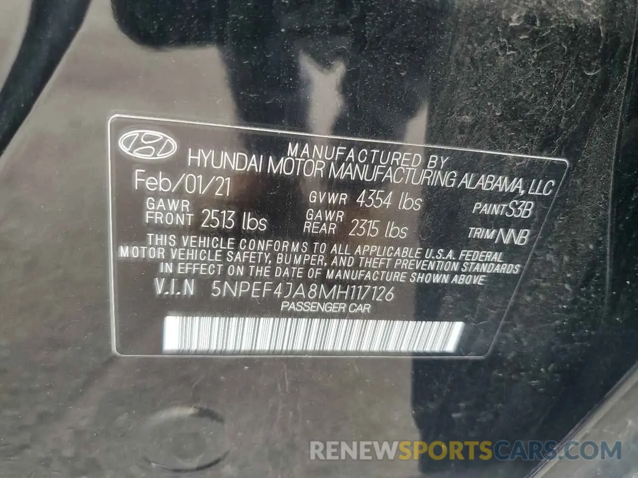 13 Photograph of a damaged car 5NPEF4JA8MH117126 HYUNDAI SONATA 2021